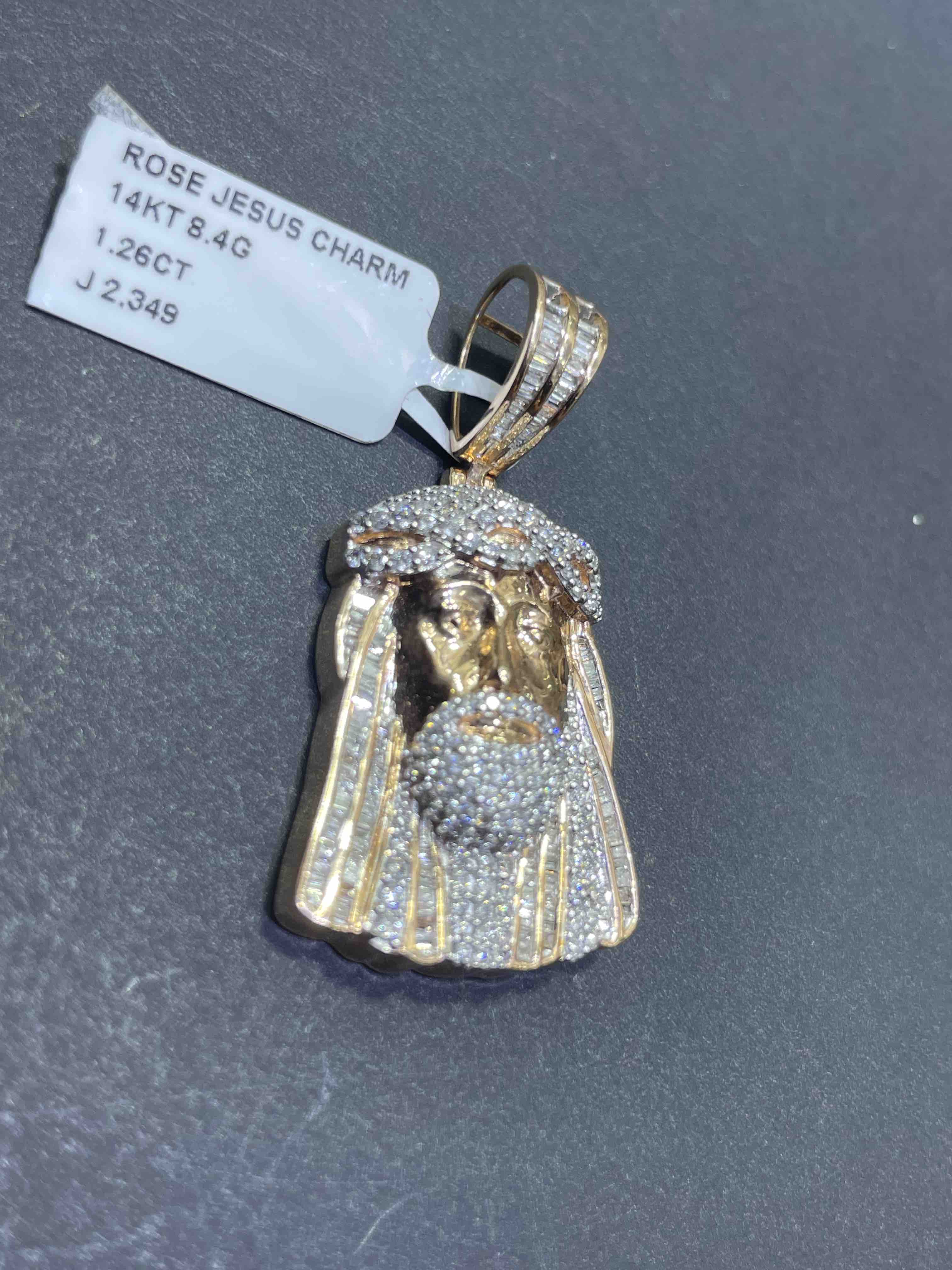 Rose Gold Jesus Charm Iced Out