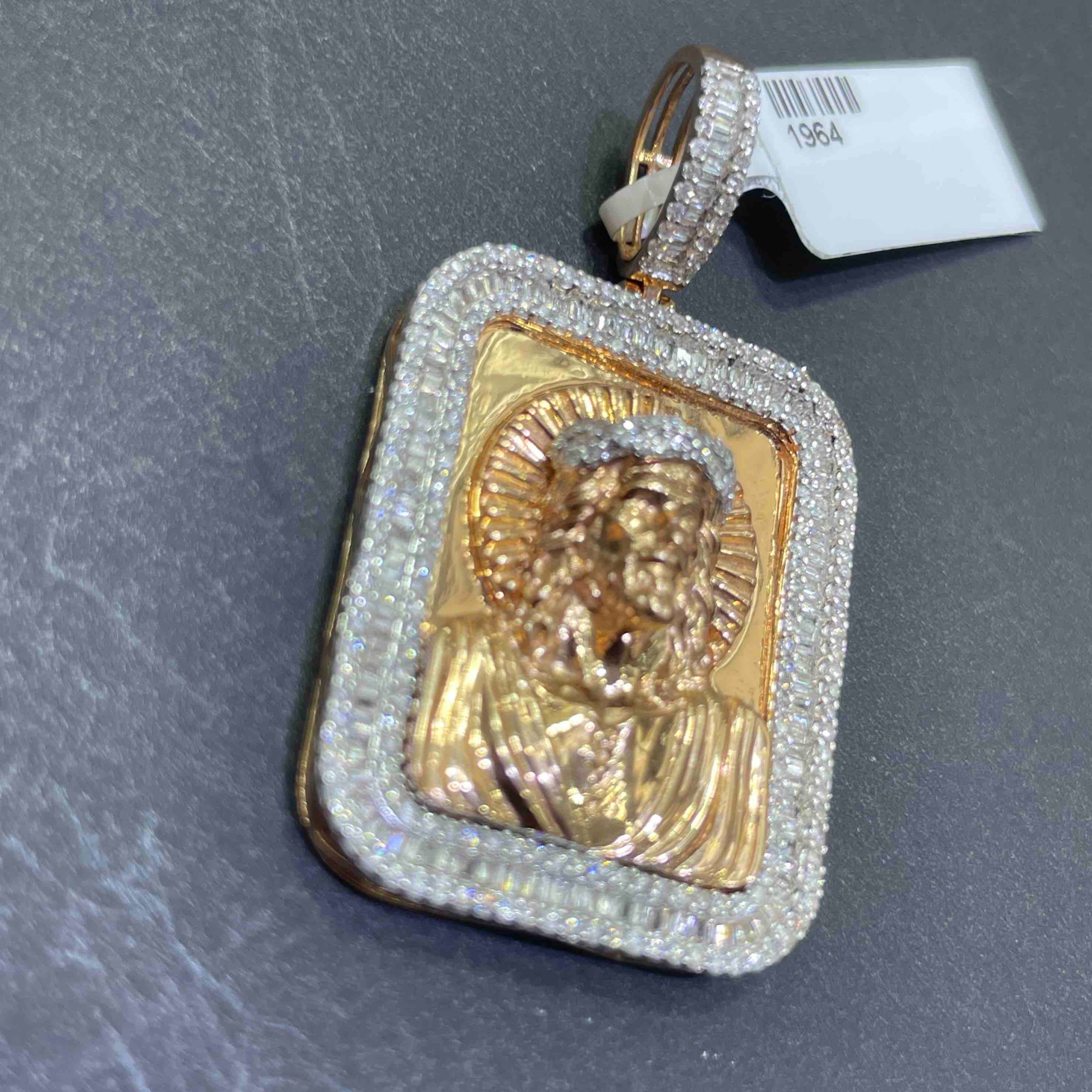Iced Out Charm Rose Gold 14k Jesus Christ Charm 