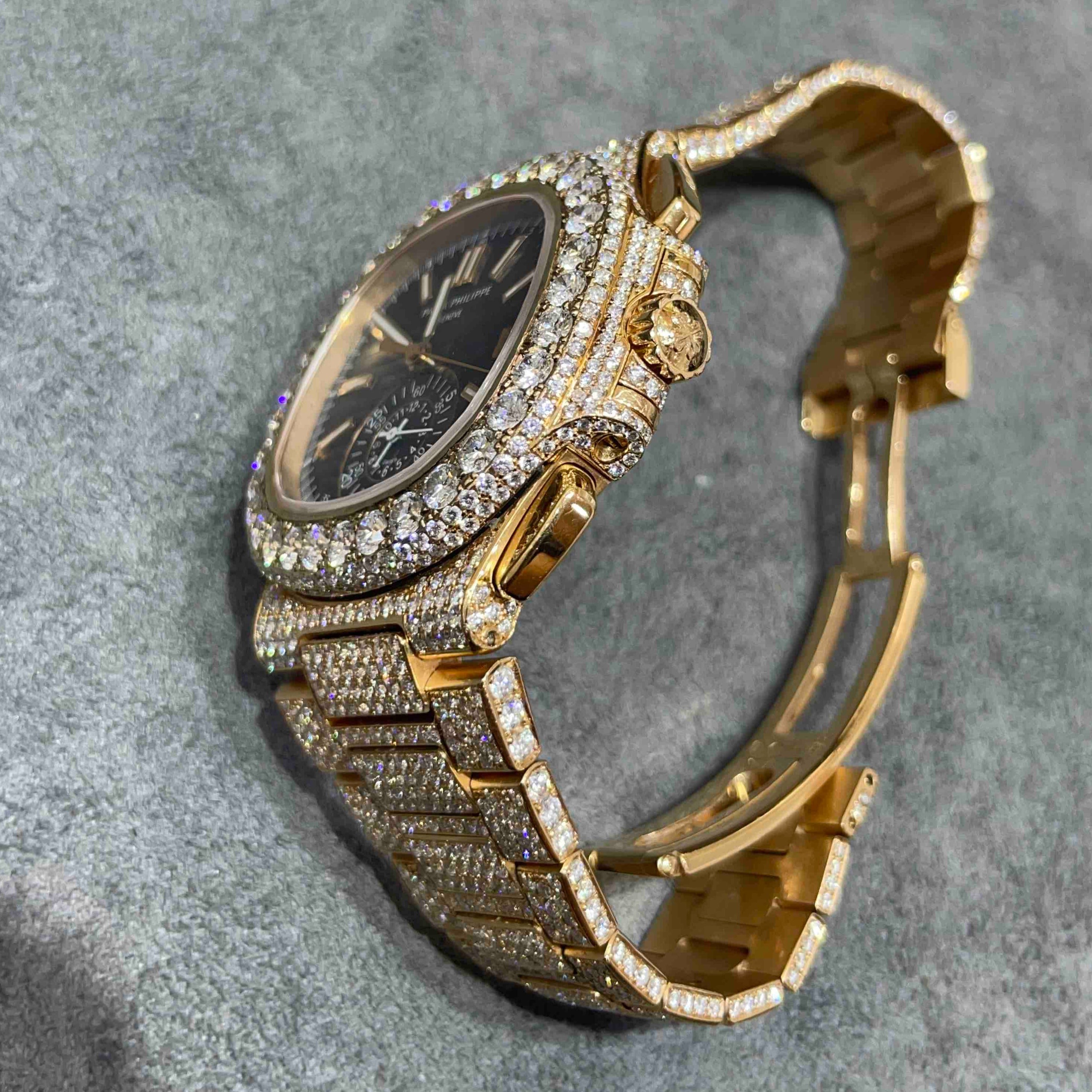 Patek philippe nautilus iced out diamond encrusted on sale