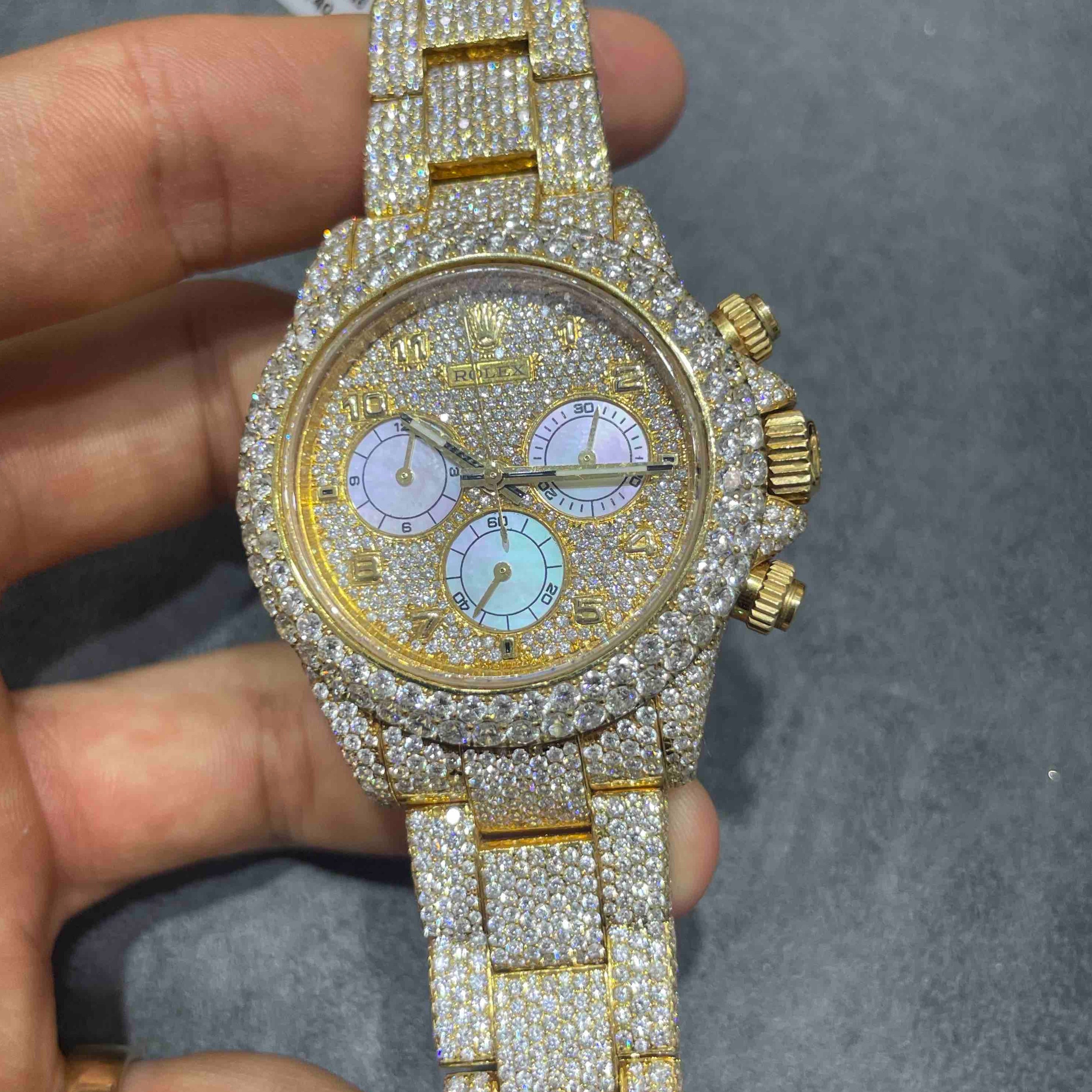 40MM Yellow Rolex Daytona Iced Out