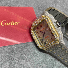  Two Tone 41mm Iced Out Cartier Watch | BIg Bezel