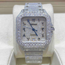  Iced Out Cartier Watch Double Bezel | Stainless Steel | Arabic Dial