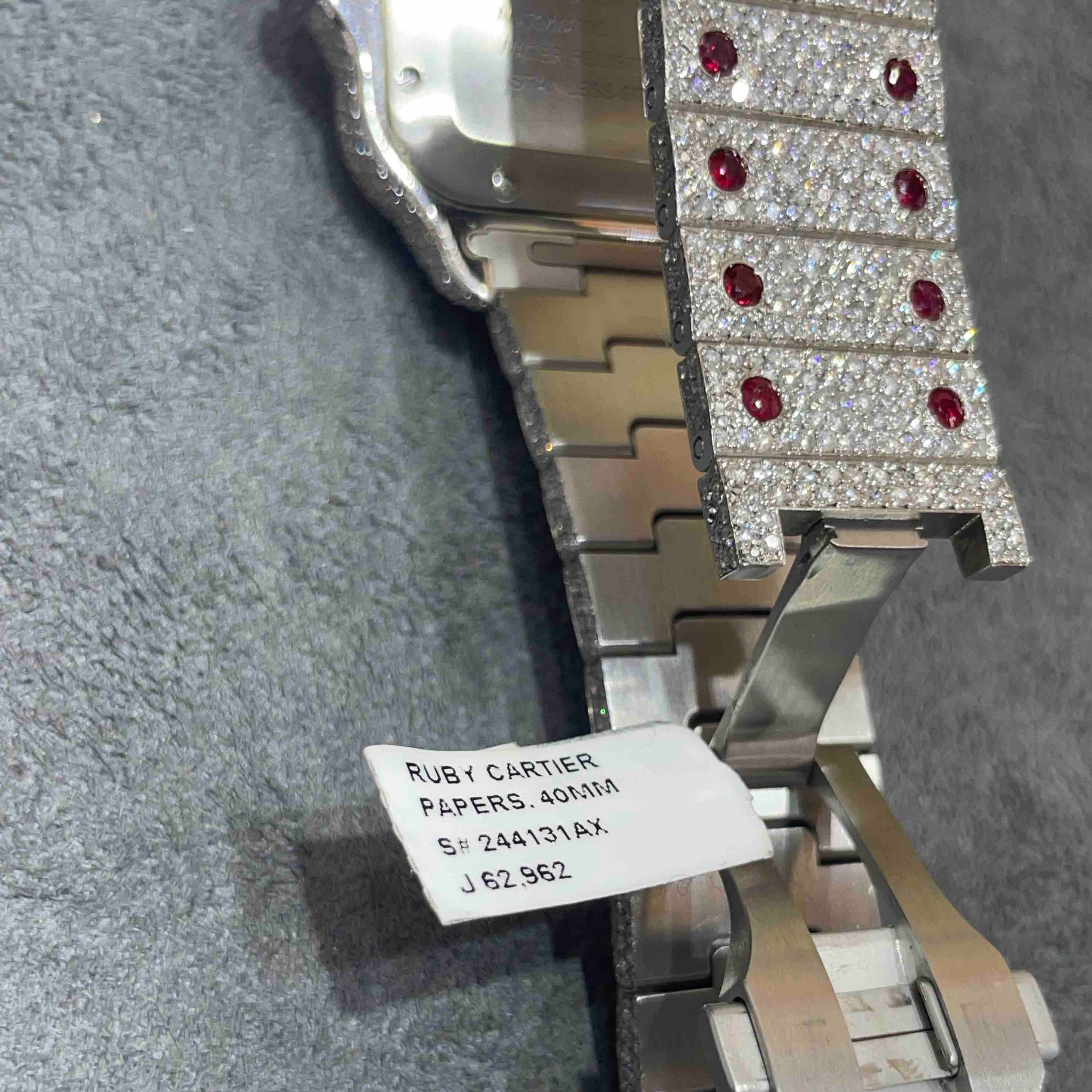 41mm RUBY ICED OUT CARTIER WATCH | BRAND NEW | 18 cts