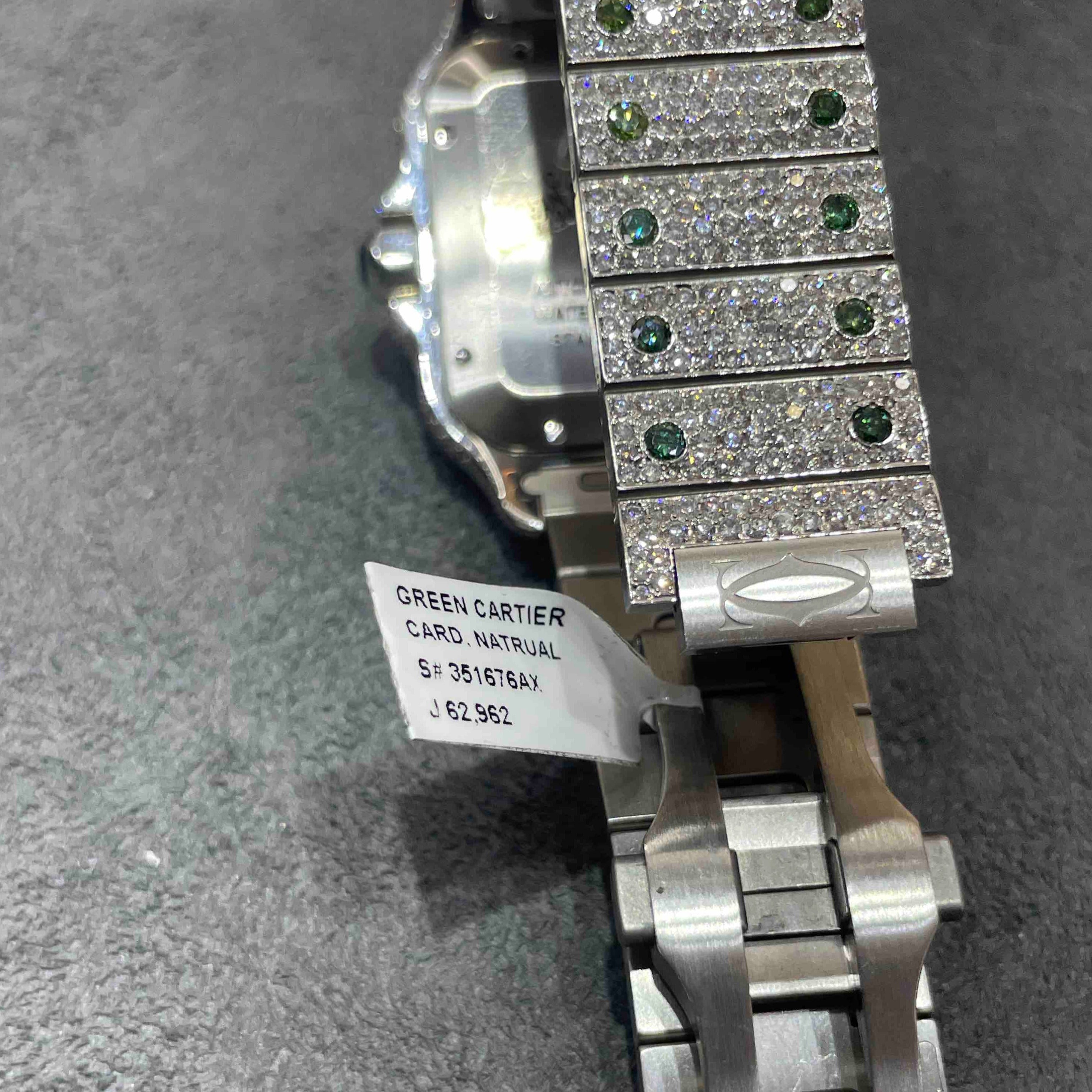 EMERALD ICED OUT CARTIER WATCH | BRAND NEW | 18 cts | White
