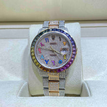  36mm Iced Out Rainbow Rolex | Oysterband | Rose Gold