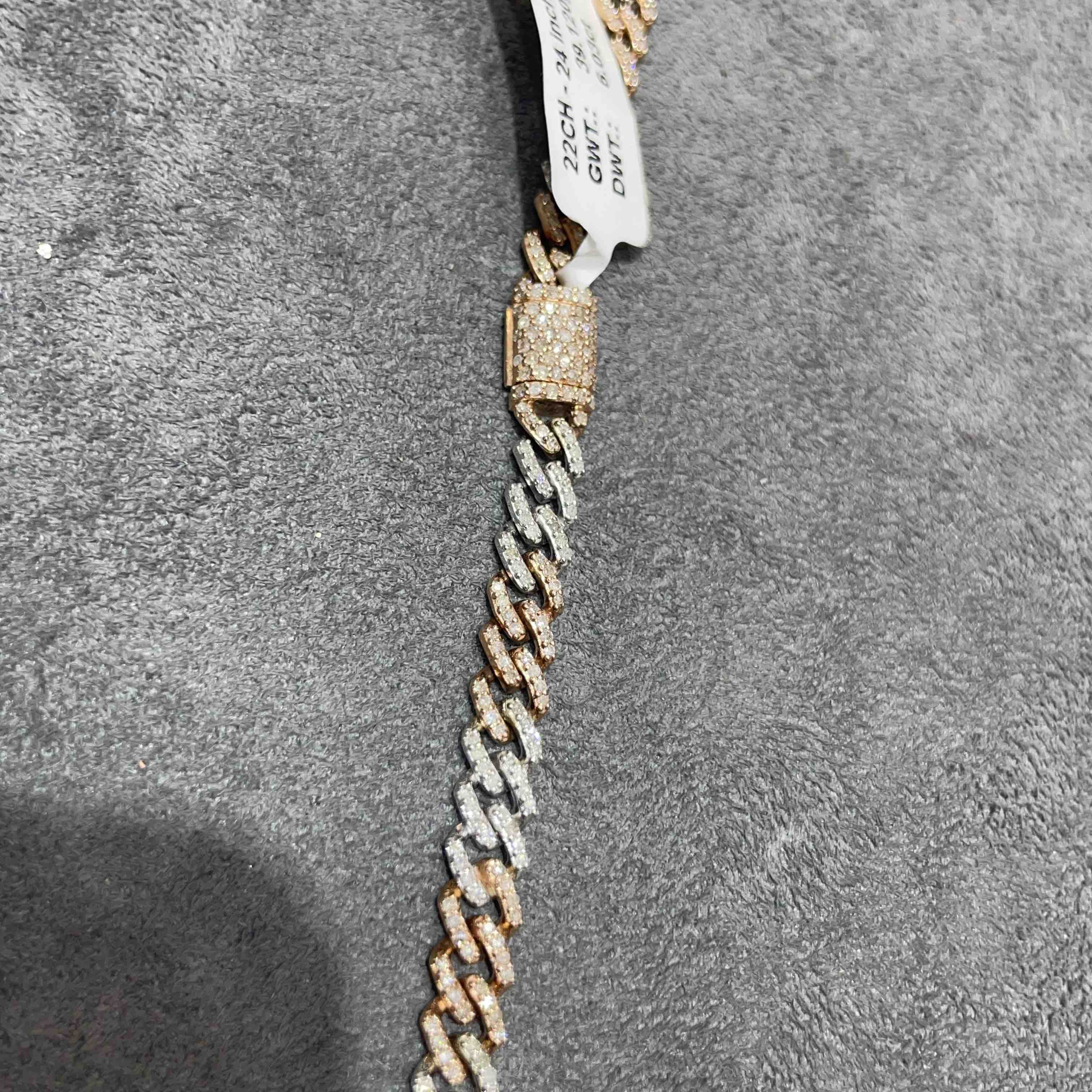 10k Rose Two Tone 5MM Miami Cuban Link Chain Iced Out