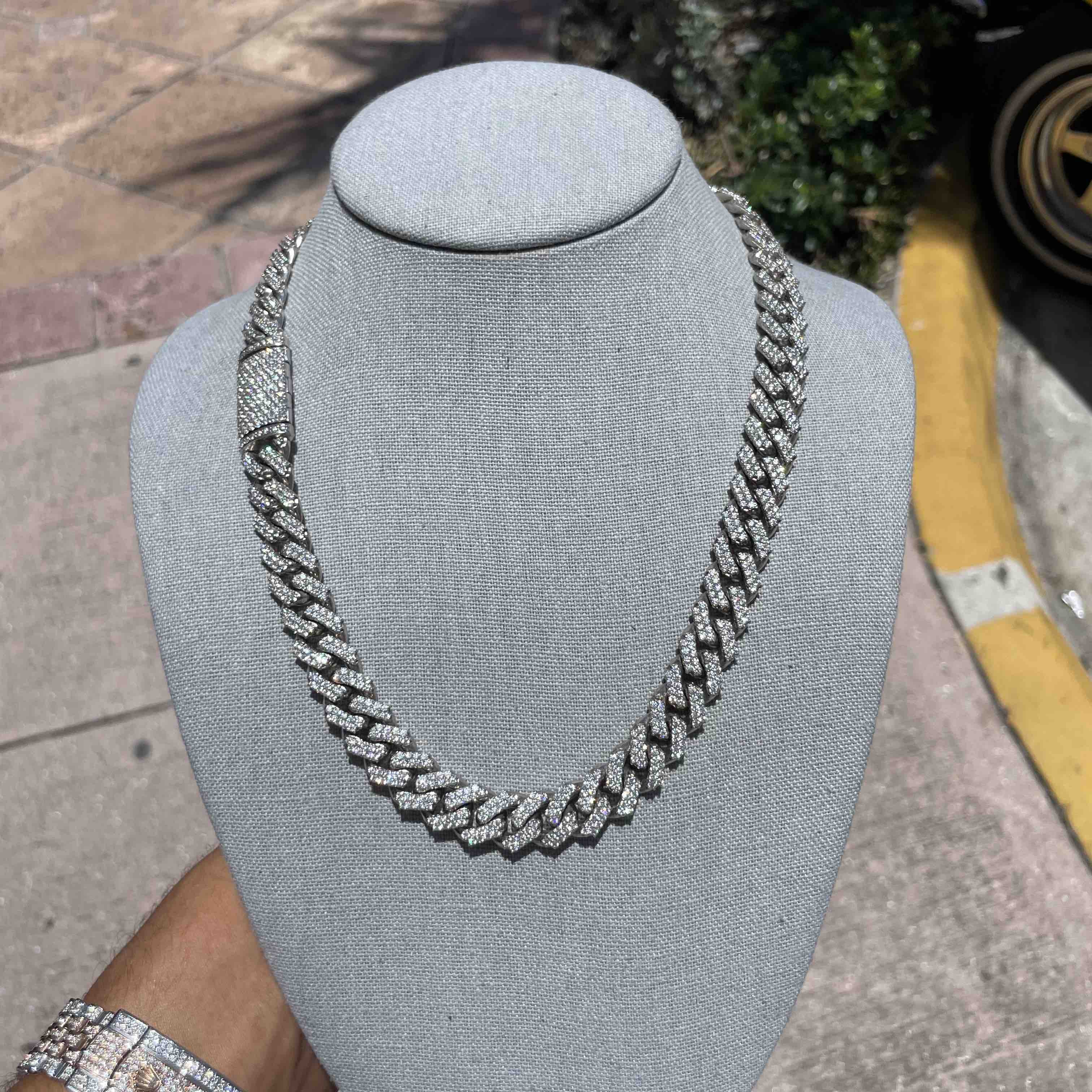 White Gold Iced Bust Down Chain