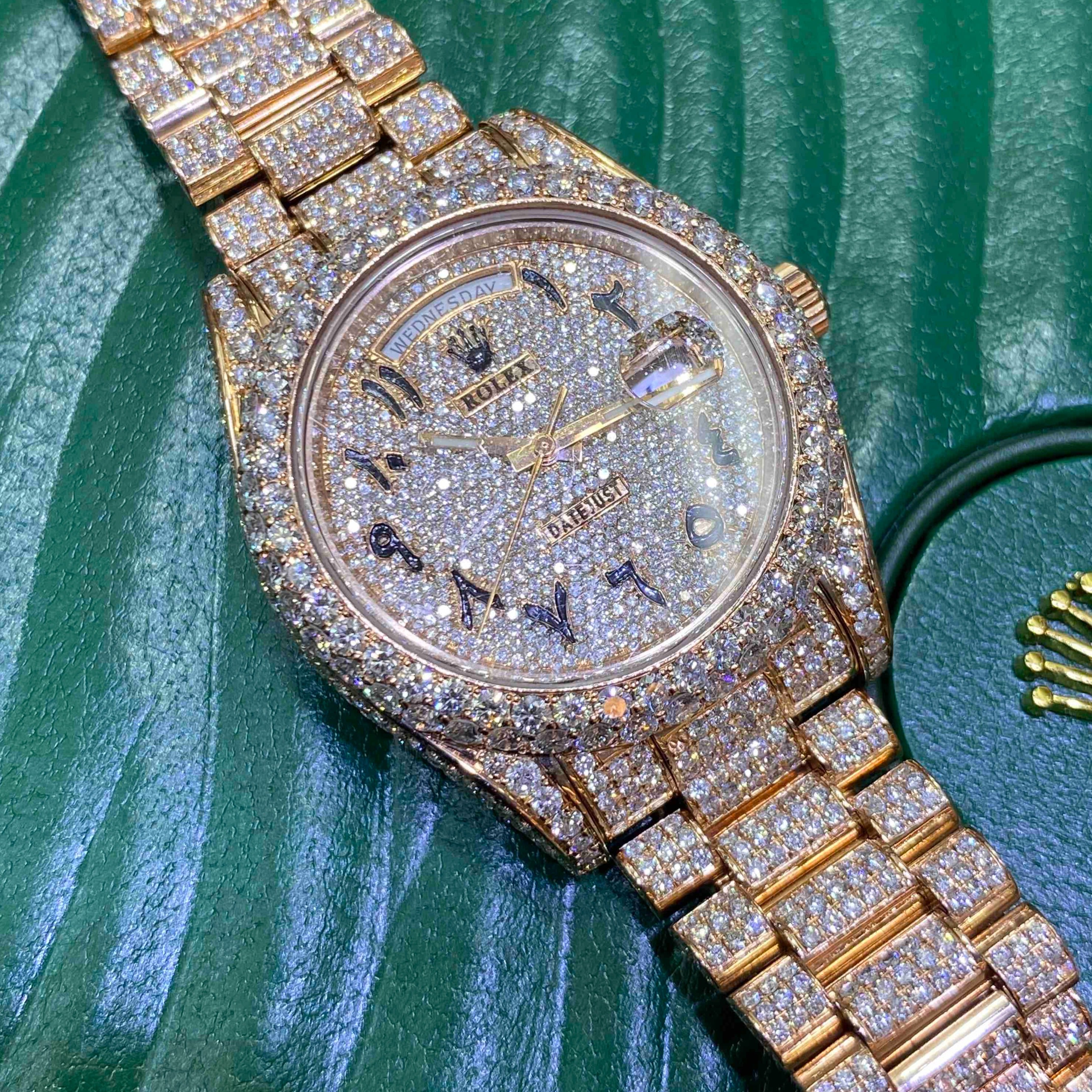 41mm Iced Out Rolex Presidential Day Date Rose Gold VVS