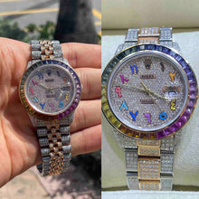 36mm Iced Out Rainbow Rolex | Rose Gold