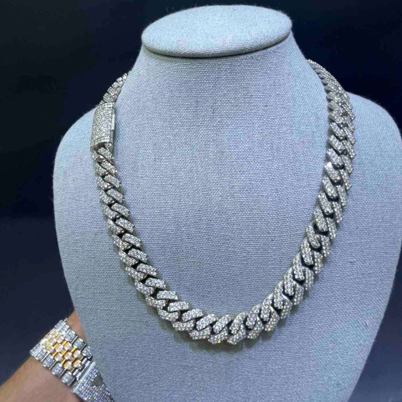 White Gold Iced Bust Down Chain
