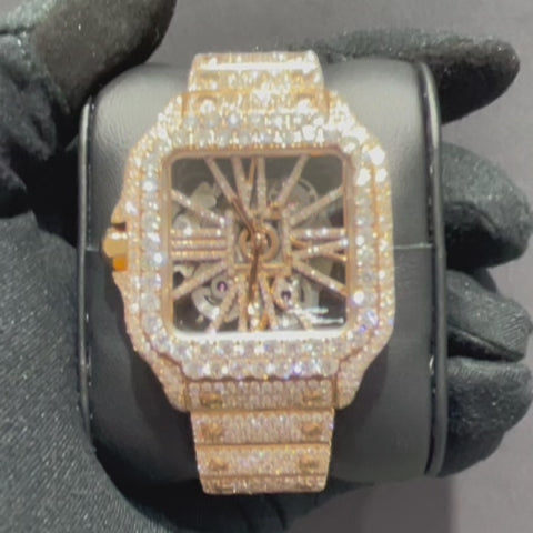 Cartier skeleton watch iced out online price