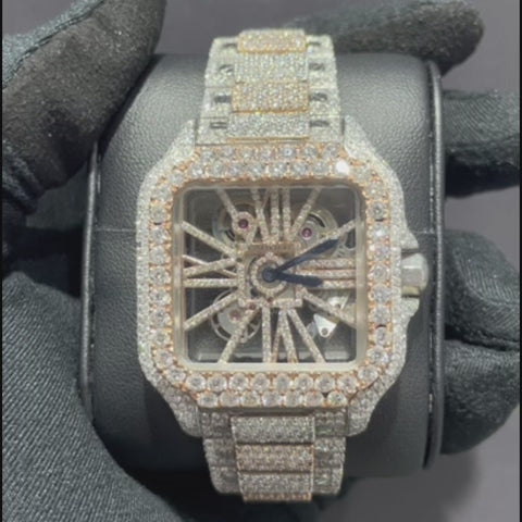 Iced out cartier online skeleton watch