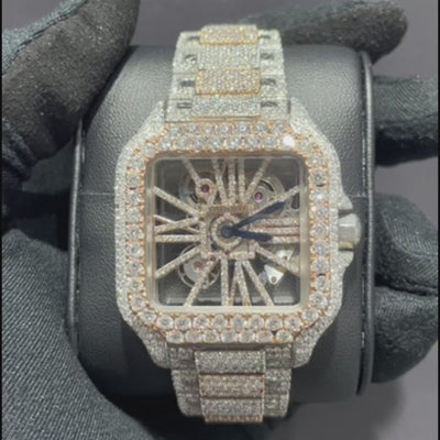 Iced Out Skeleton Cartier Watch