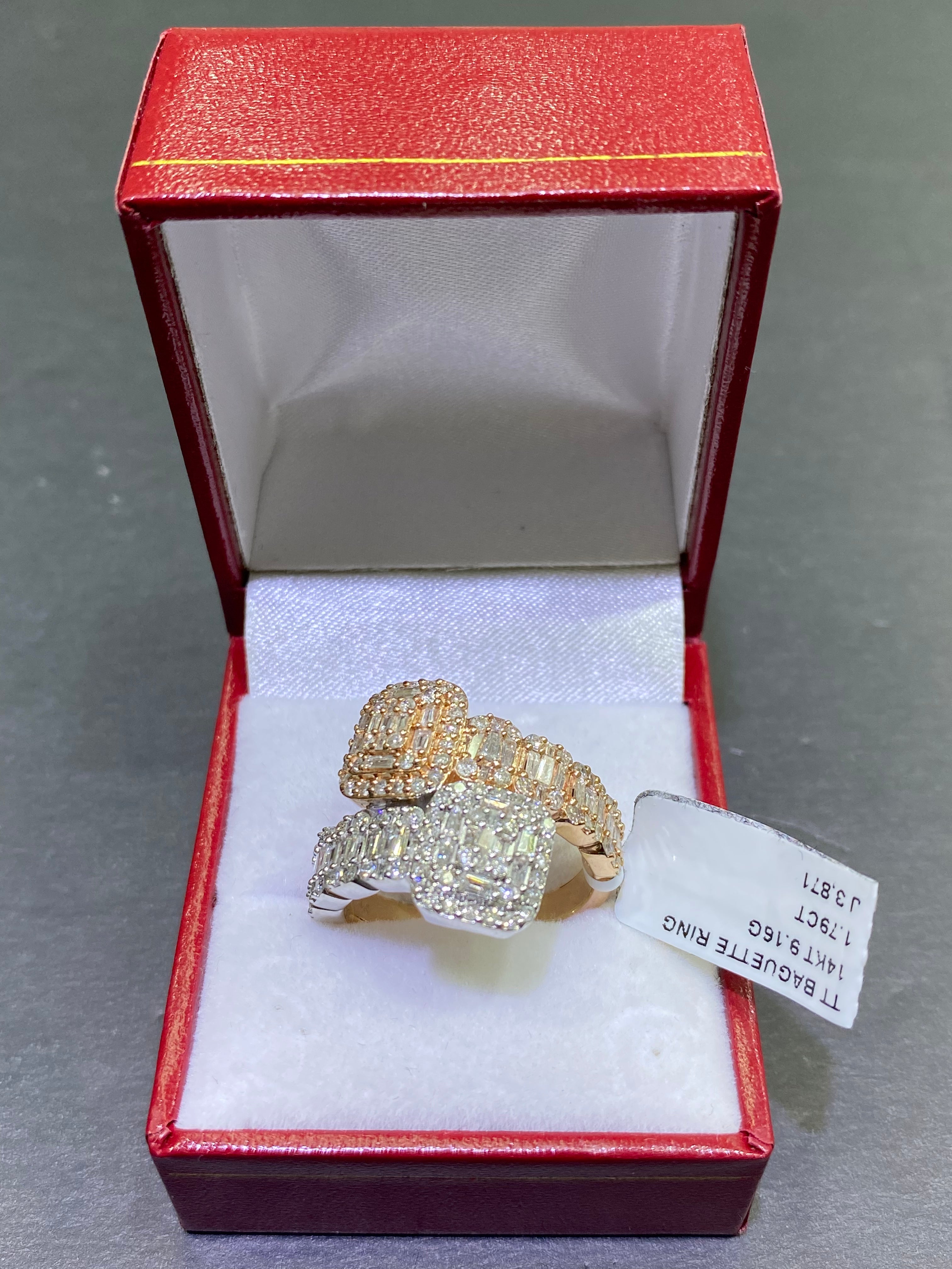 new 14k white ,rose,or yellow 2 carat vs1 natural diamonds baguettes ring