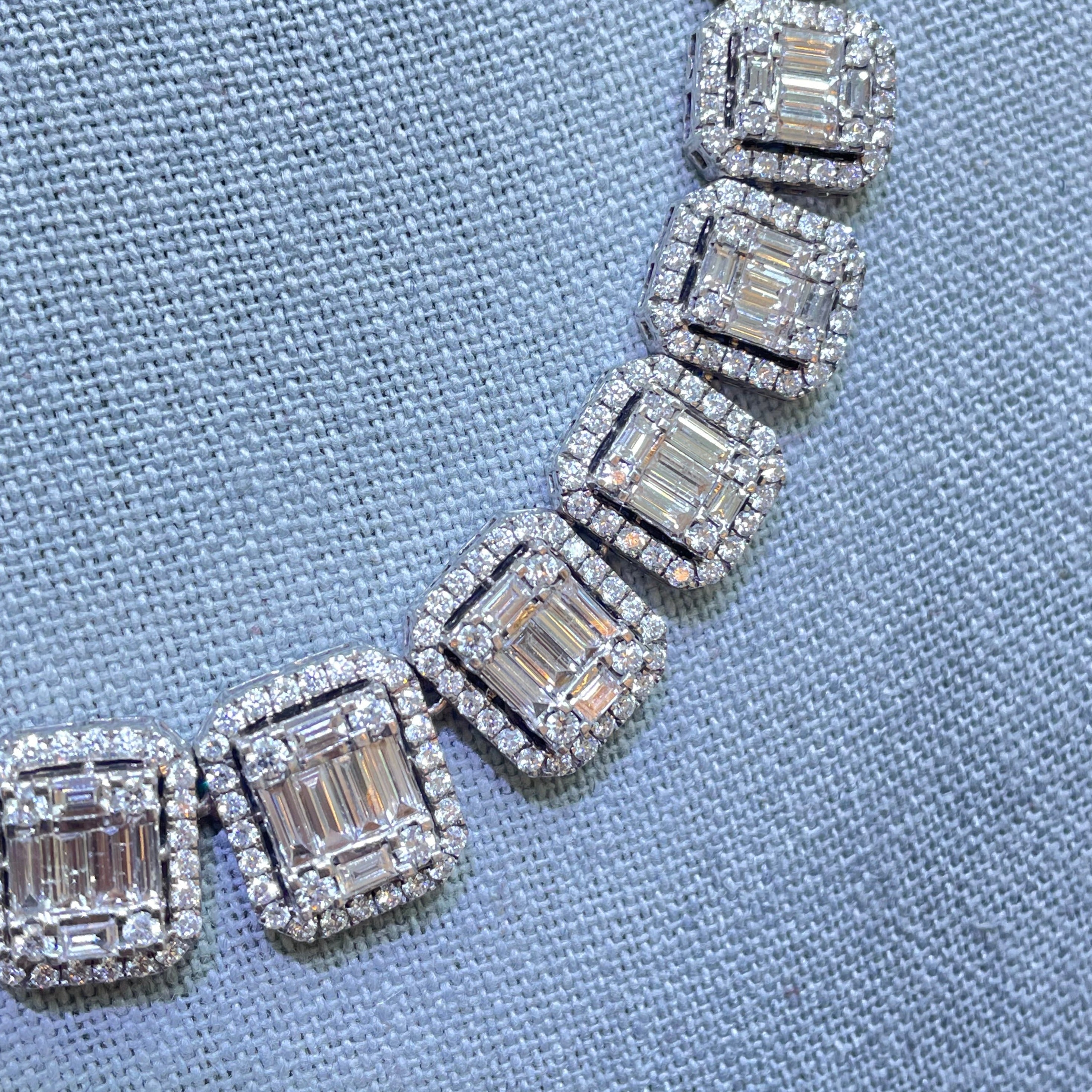 vvs baguette chain iced 32 cts natural diamonds t.w. 24 inches bust down chain