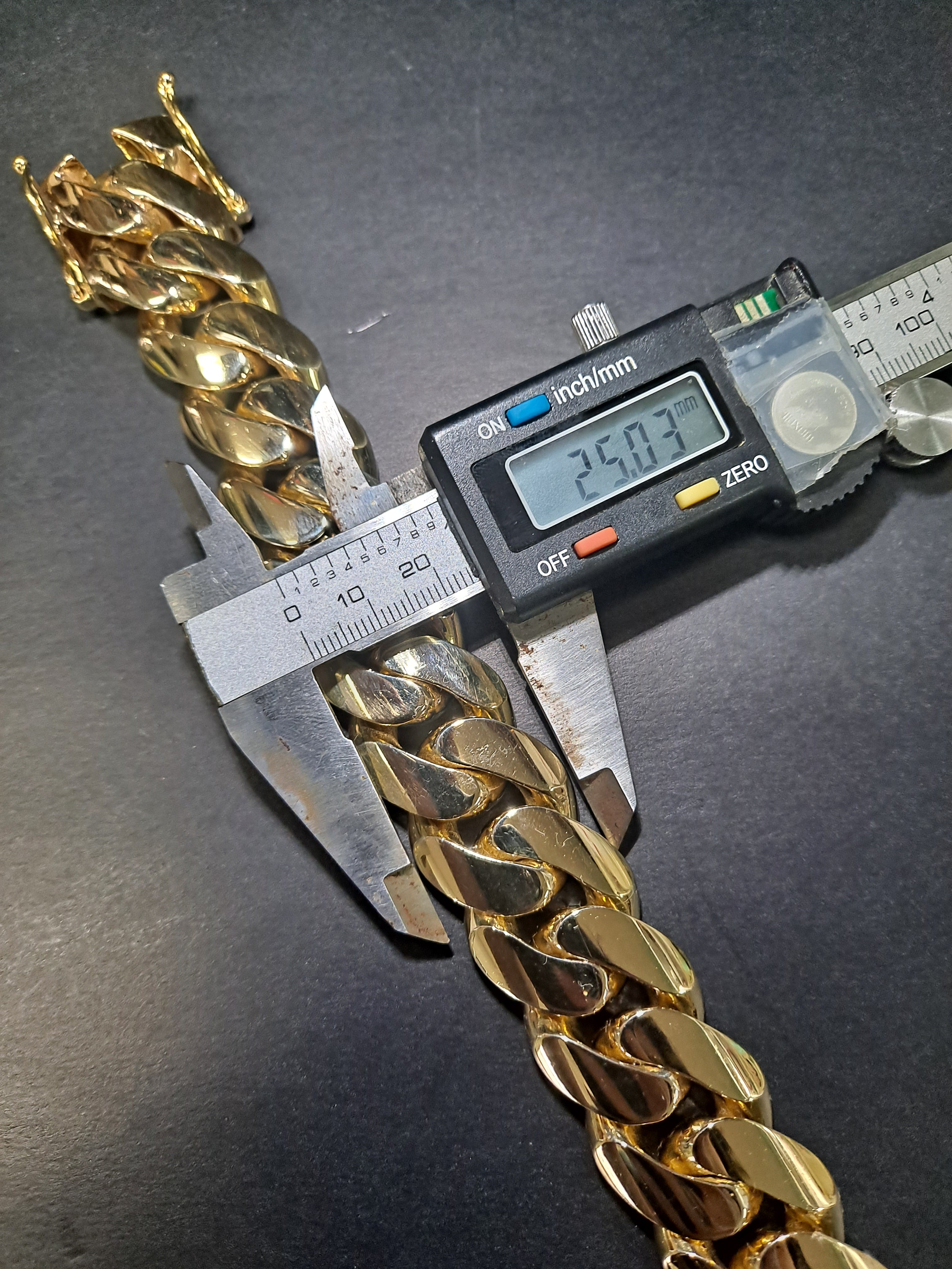 handmade 10k 25mm  solid miami cuban link  329 grams bracelet