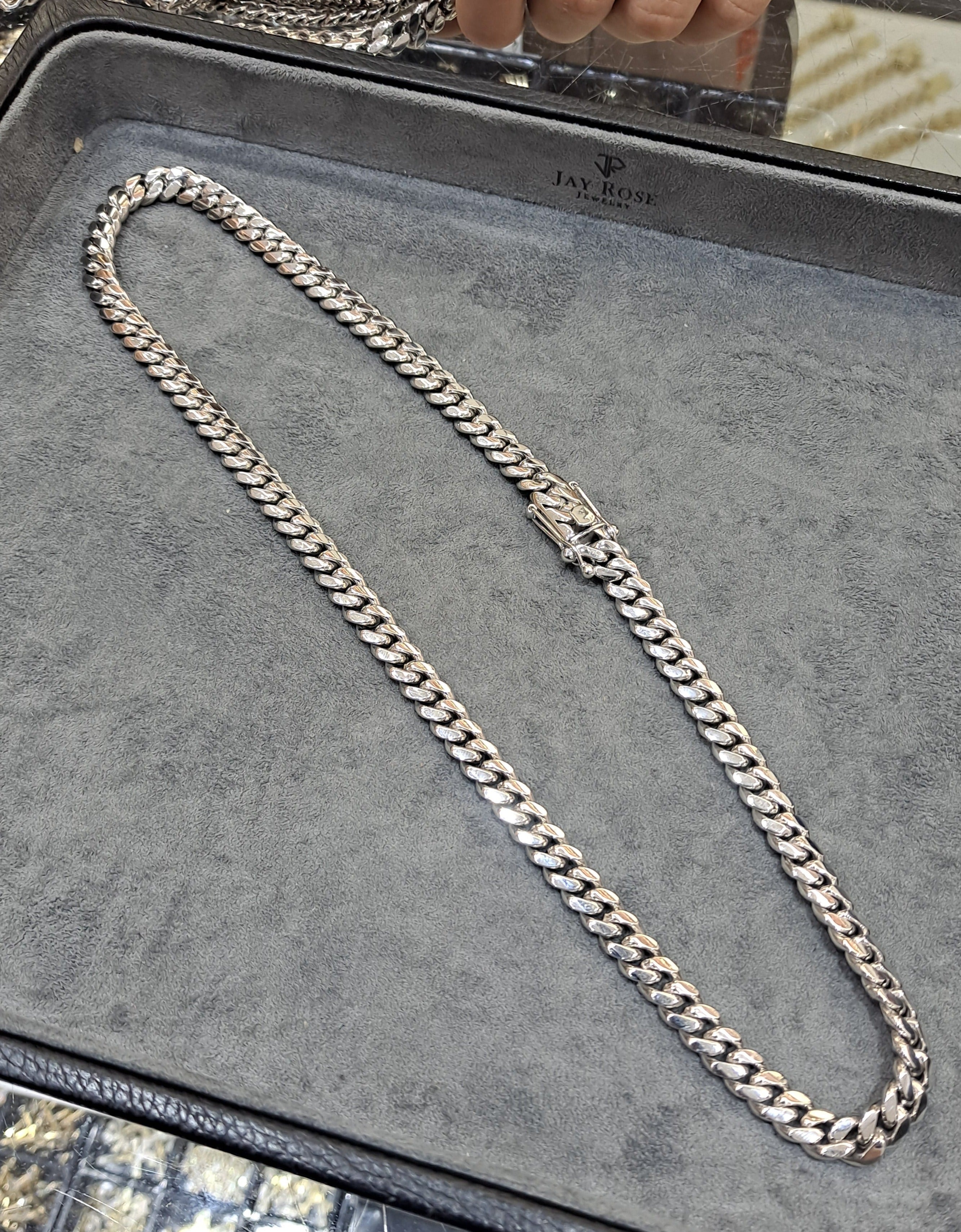 new 10k 8mm white gold solid miami cuban link 115 grams 22 inches