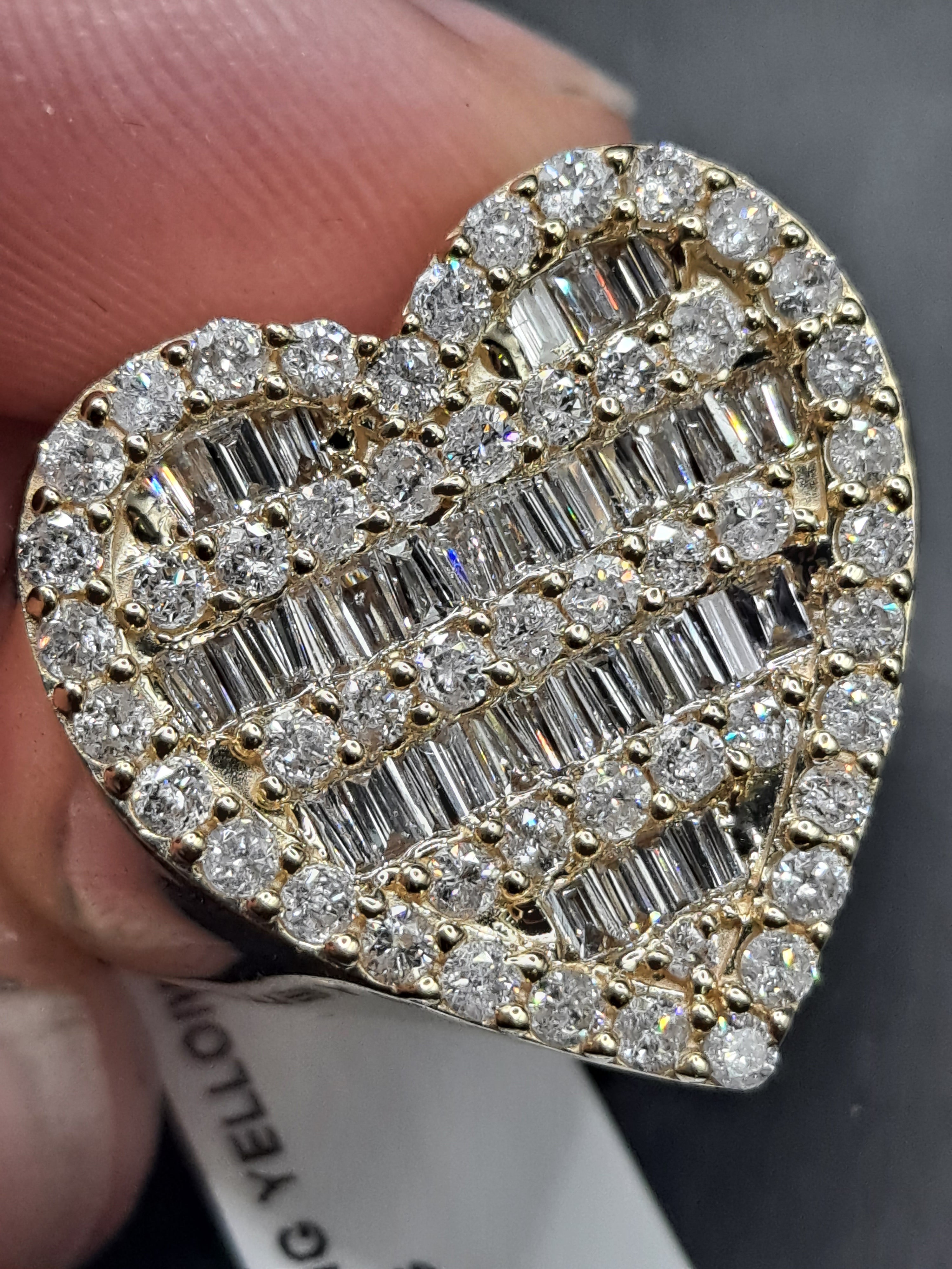 diamond heart ring 1.58 ct tw baguette