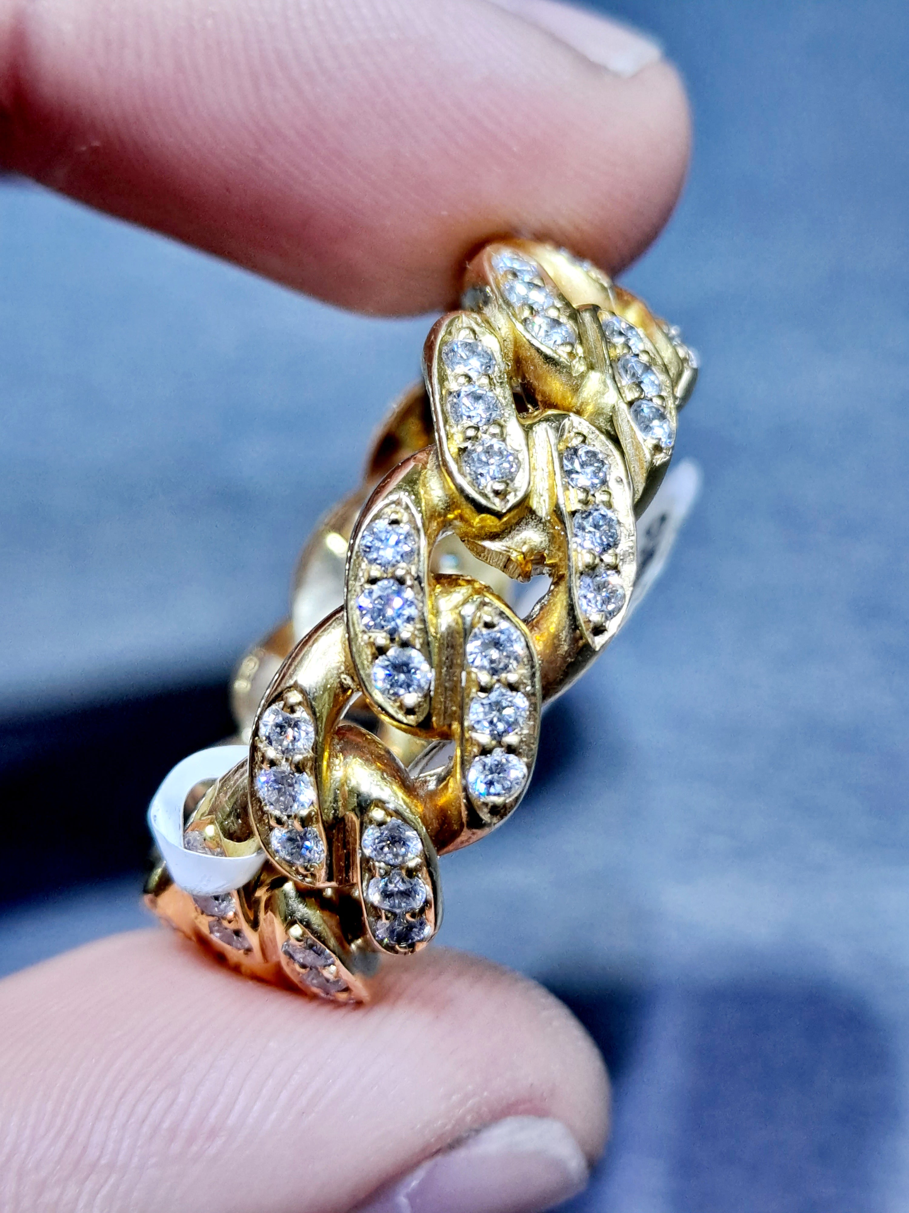 Men's 10K Yellow Gold Miami Cuban Link Genuine Diamond Ring Band 1.25Ct 8MM  | eBay