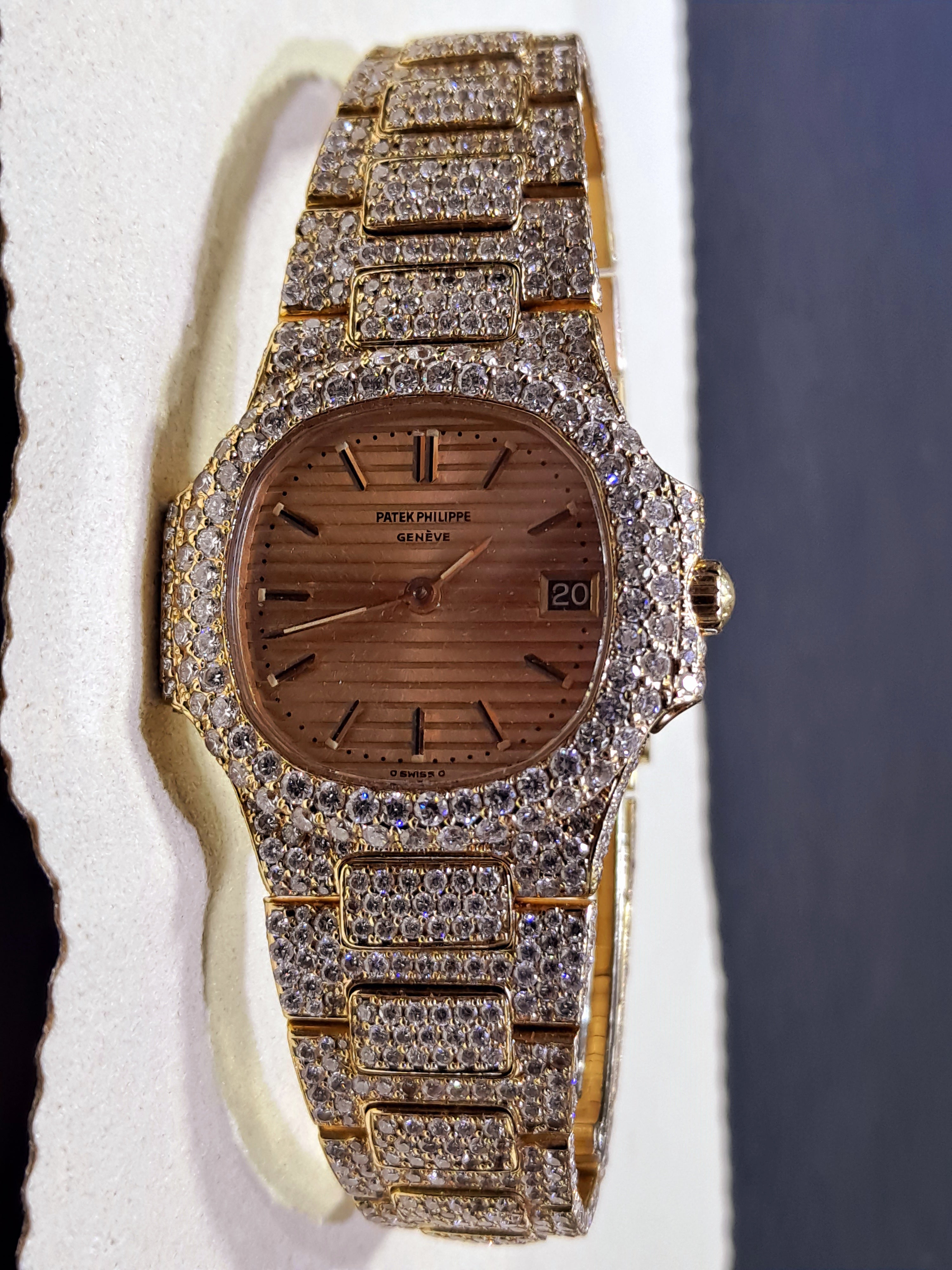 Patek philippe iced out rose clearance gold