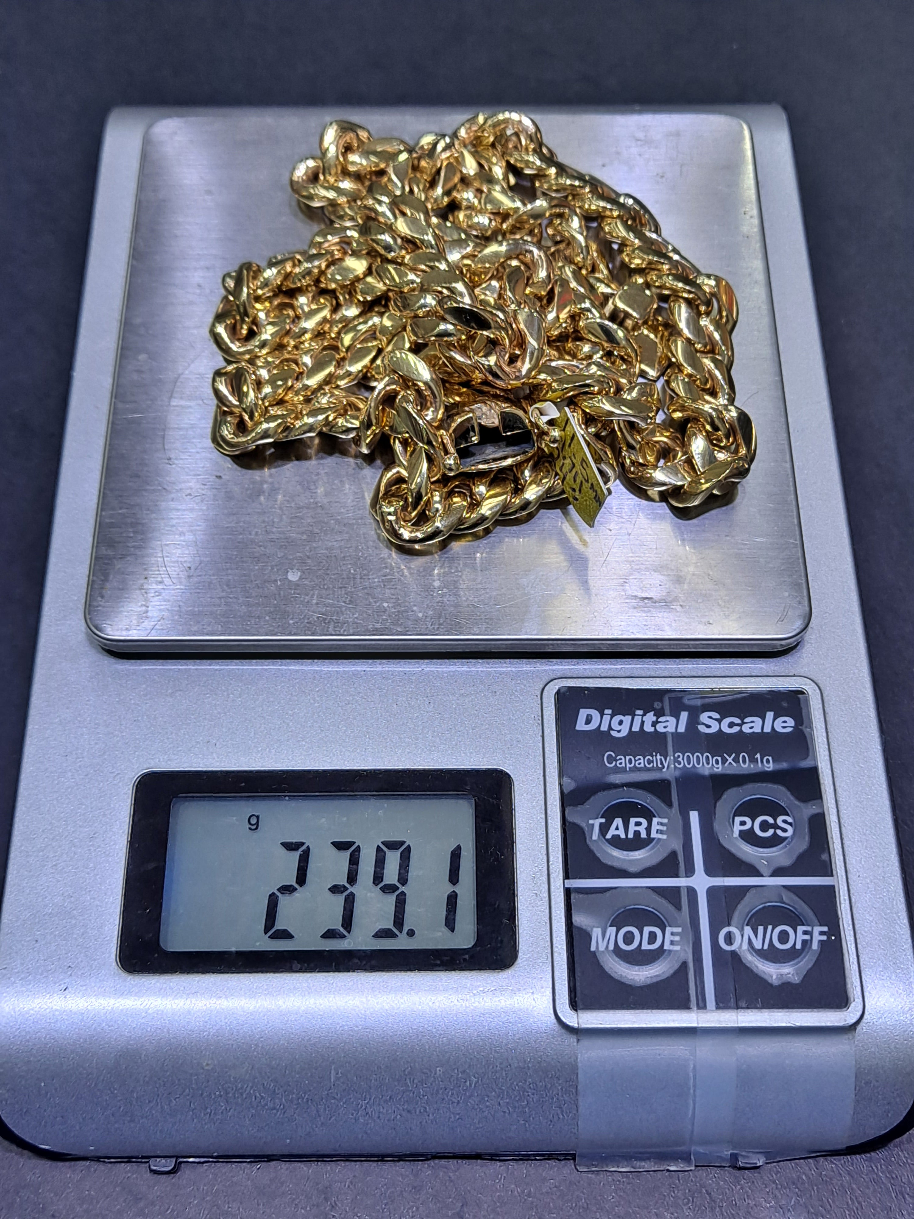 new 14k miami cuban link,239 grams,11.5mm,24inch