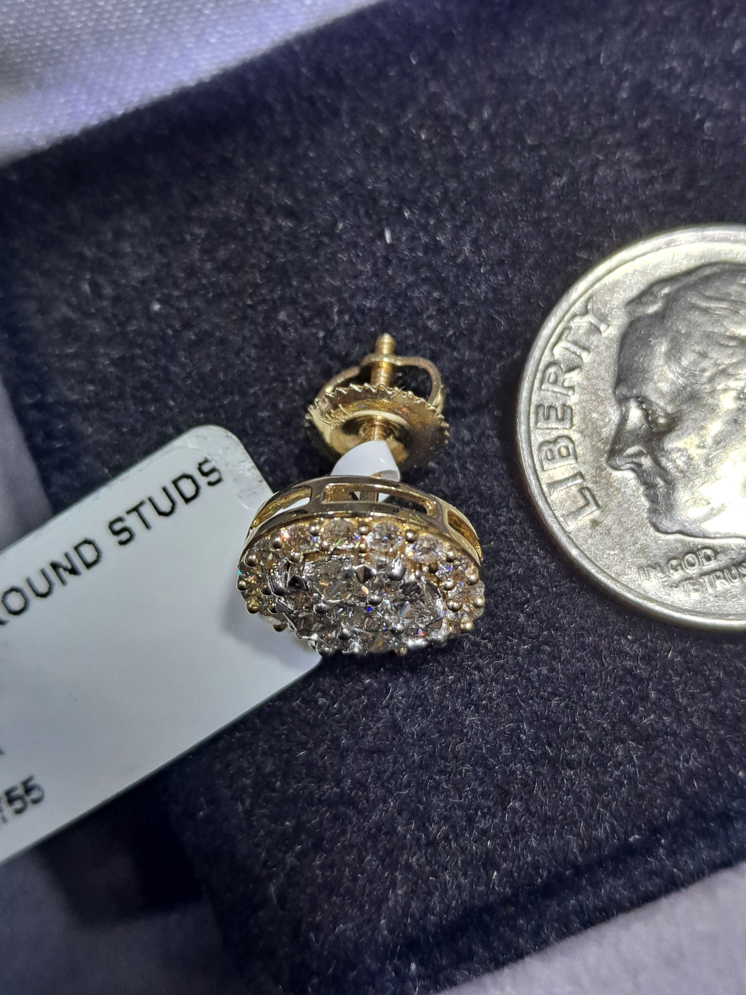 diamond cluster stud earrings | .53 ct t.w. 14k yellow gold