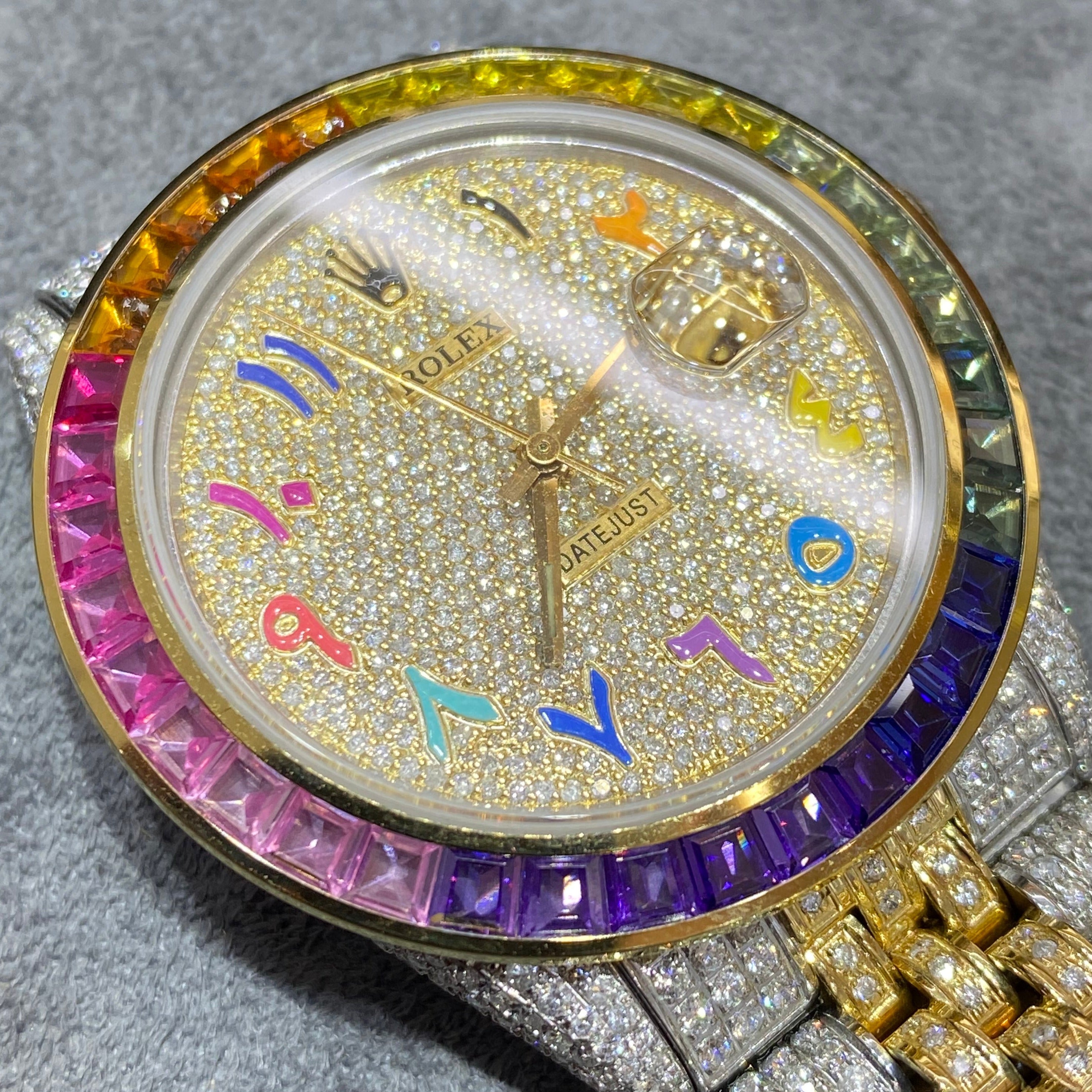 rainbow iced out rolex