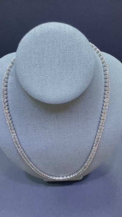 vvs baguette chain iced 32 cts natural diamonds t.w. 24 inches bust down chain