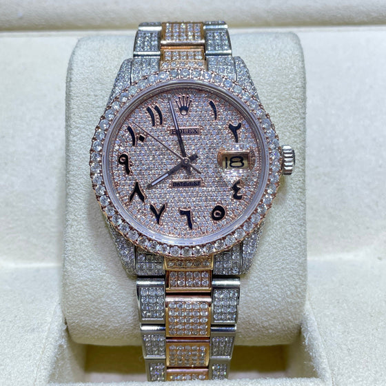 Bust Down Rolex 36mm Rose Gold Iced Out Natural VS1 15 cts RDP
