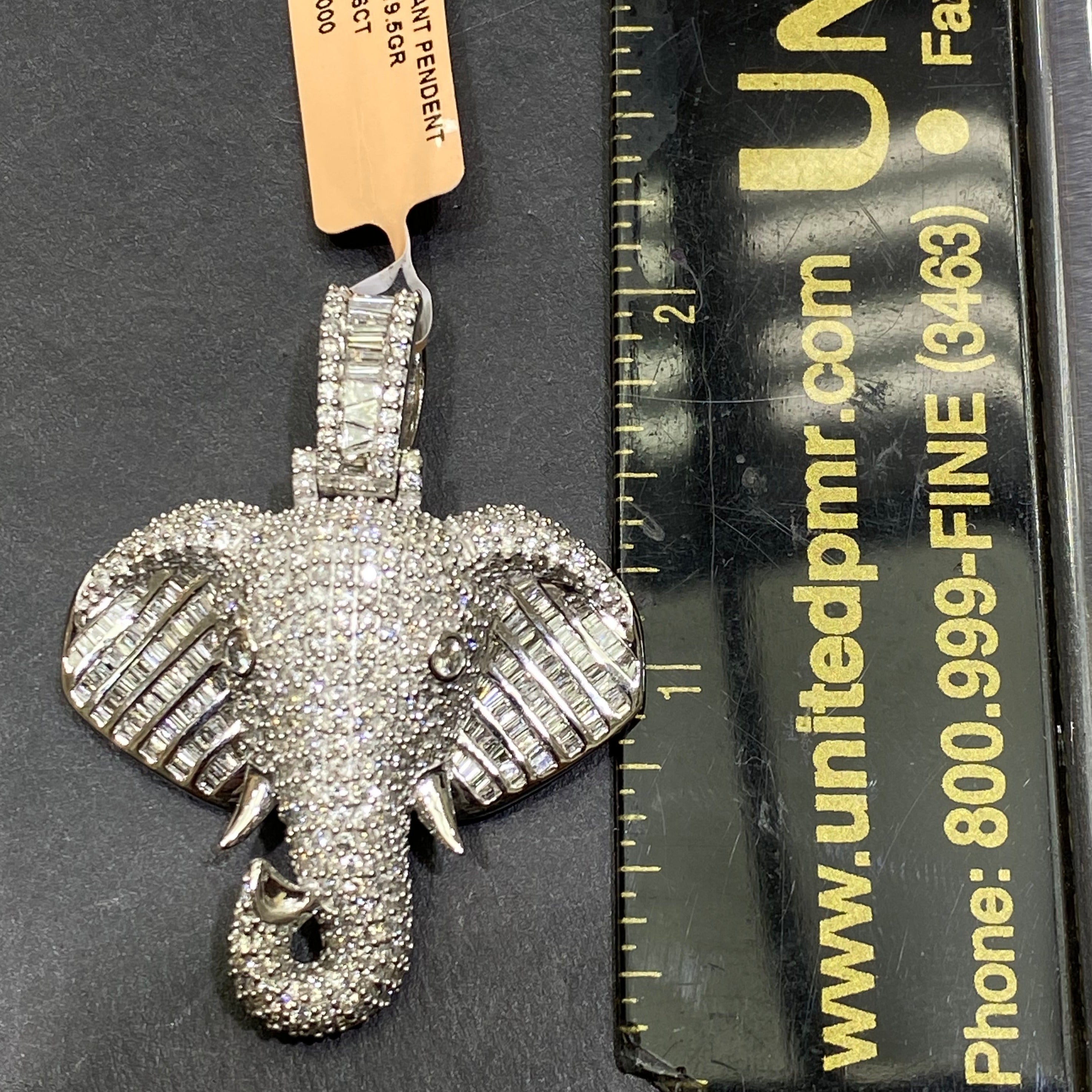 14k custom Vs1,5cts.t.w. natural diamond Iced Out 14k Elephant Bust Down Charm Custom Made
