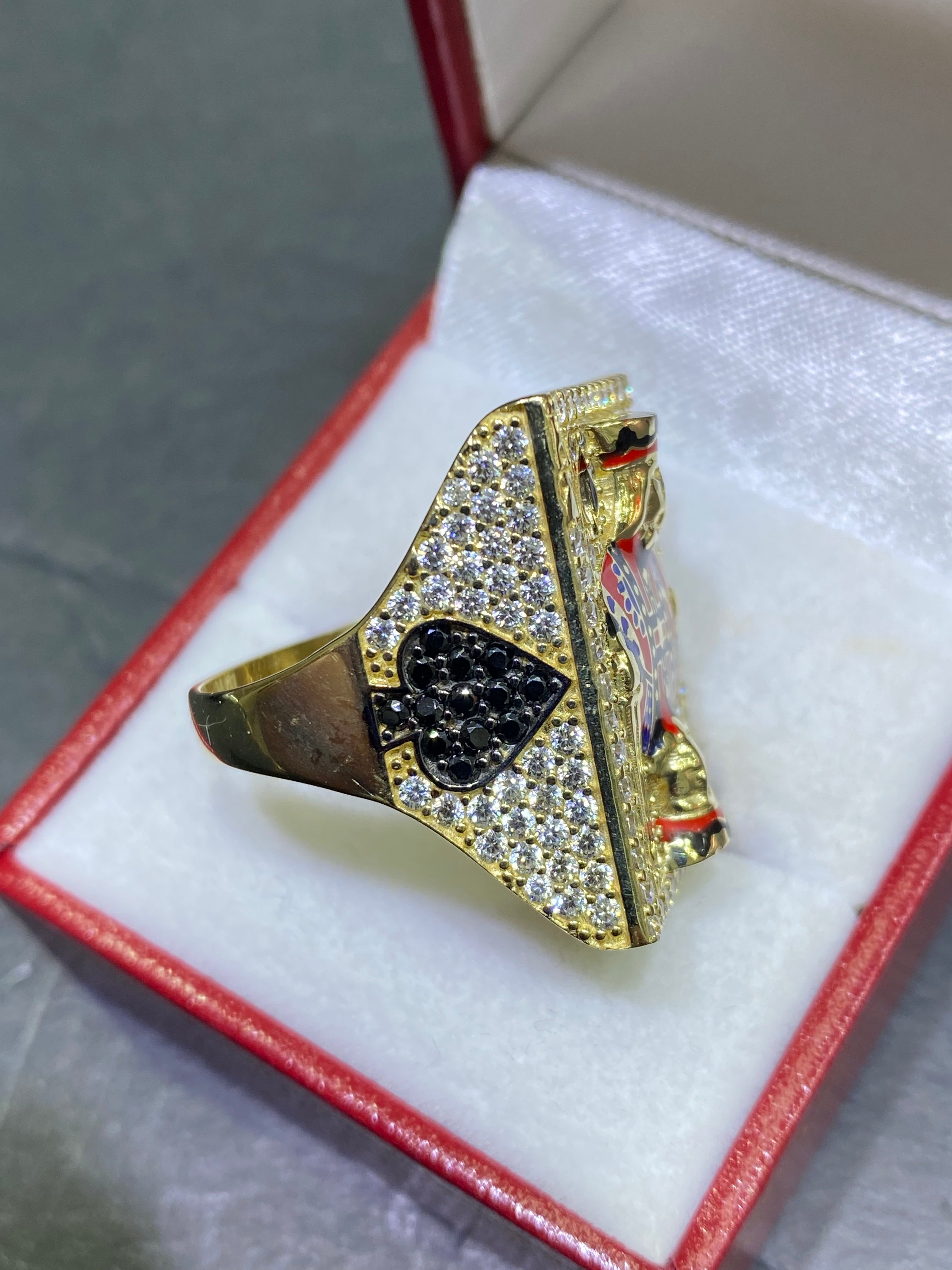 new 10k king ace of spades ring “sizing available “