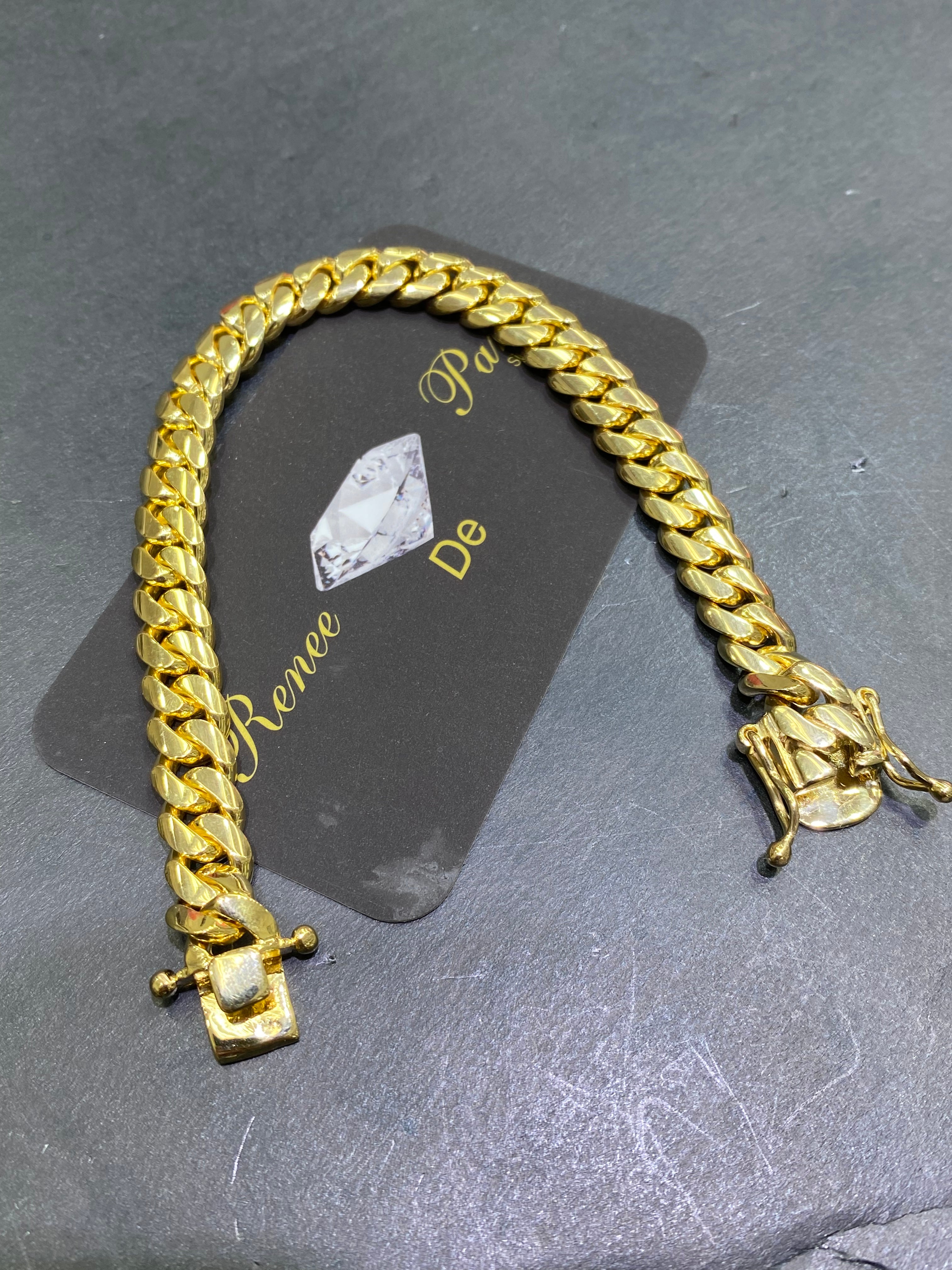 new 14k solid miami cuban link bracelet 55grams,9mm,8.5 inches