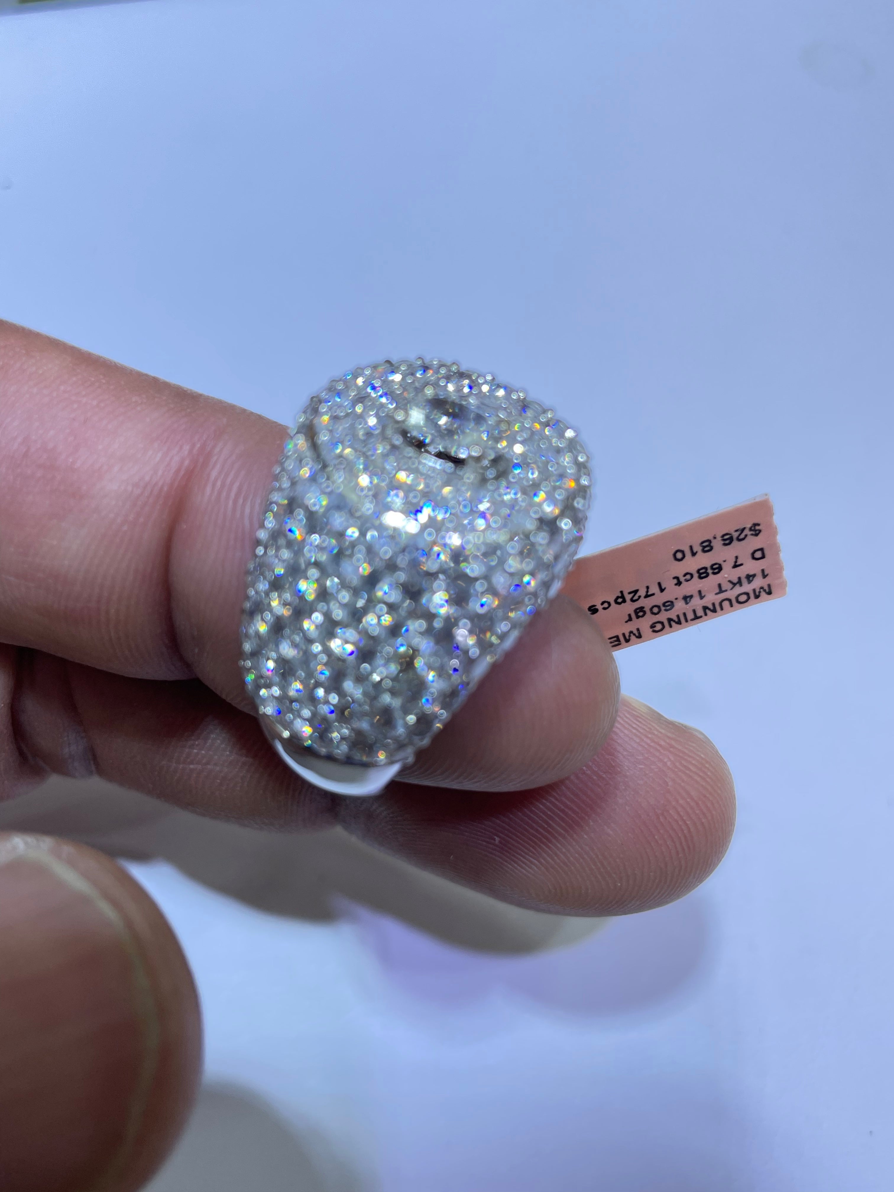Custom Made Natural VVS1💎 White Gold 14k Ring 7 ct t.w. 