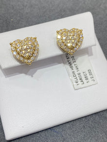  14k Vs1 natural diamonds yellow gold 1.2cts.t.w. Heart earrings