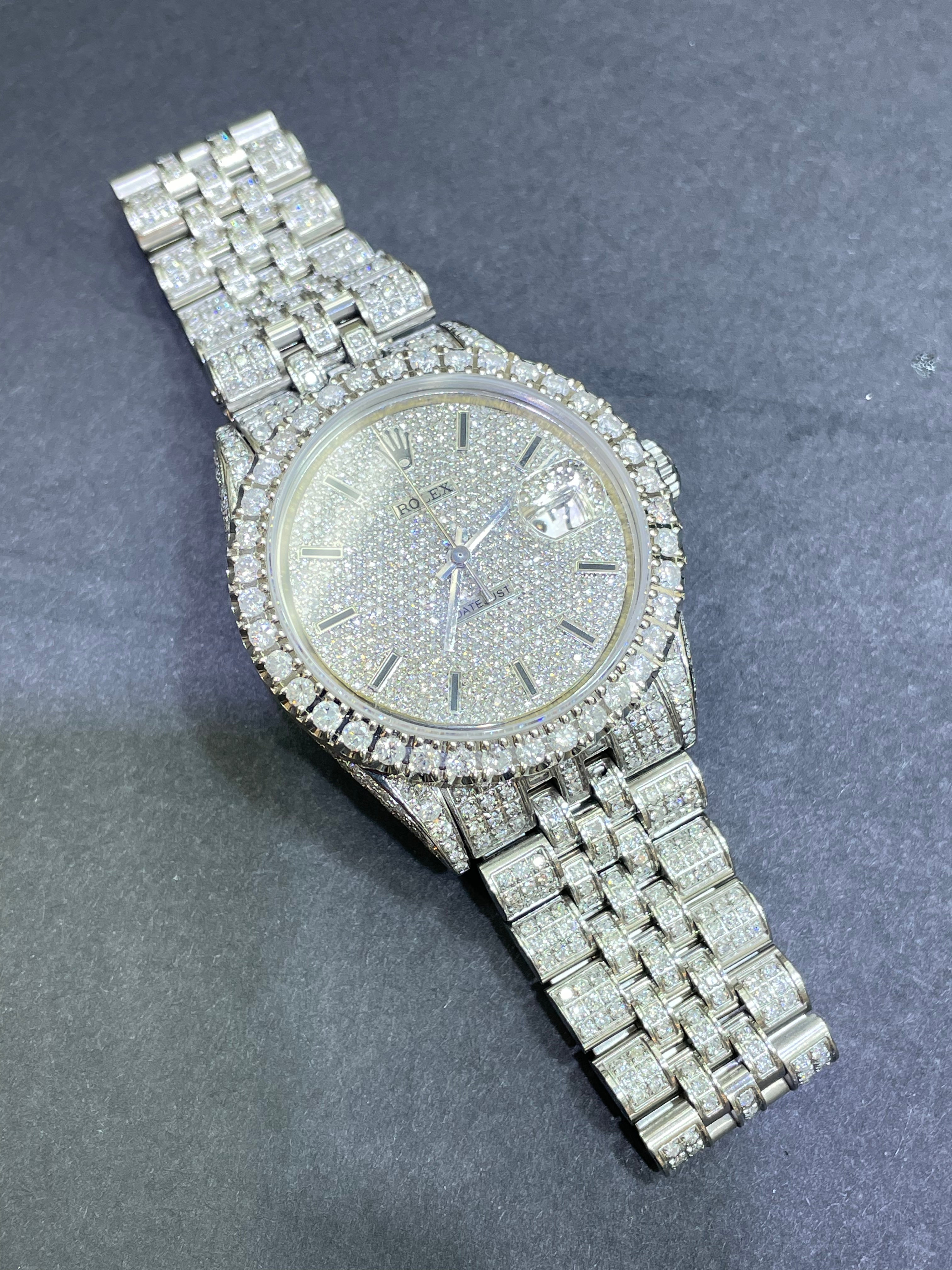 Iced Out Rolex 36mm 15cts Vvs1  “Iced Bust Down” Stick Dial