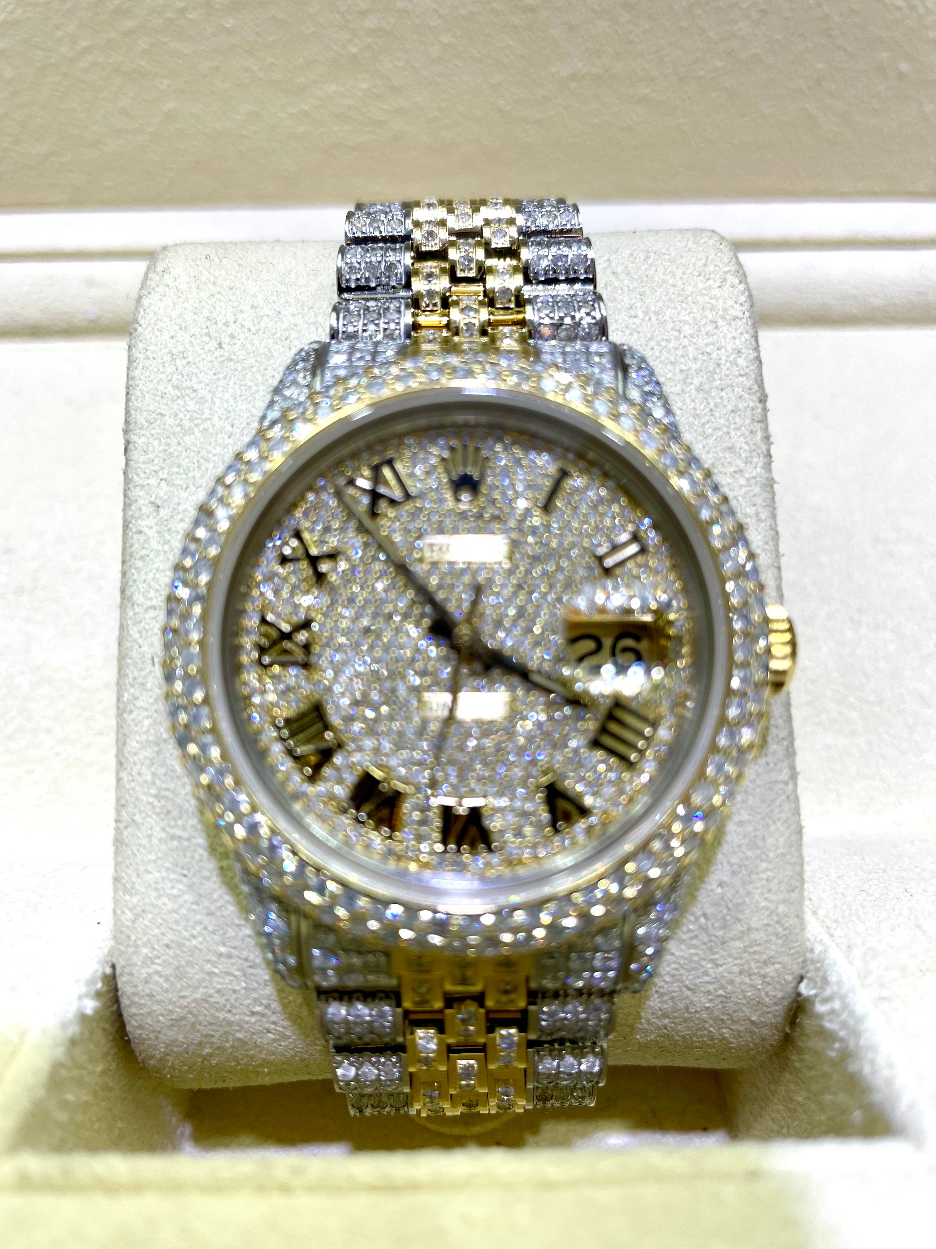 Iced Out Rolex 36mm Yellow Two-Tone Double bezel Iced Bust Down 