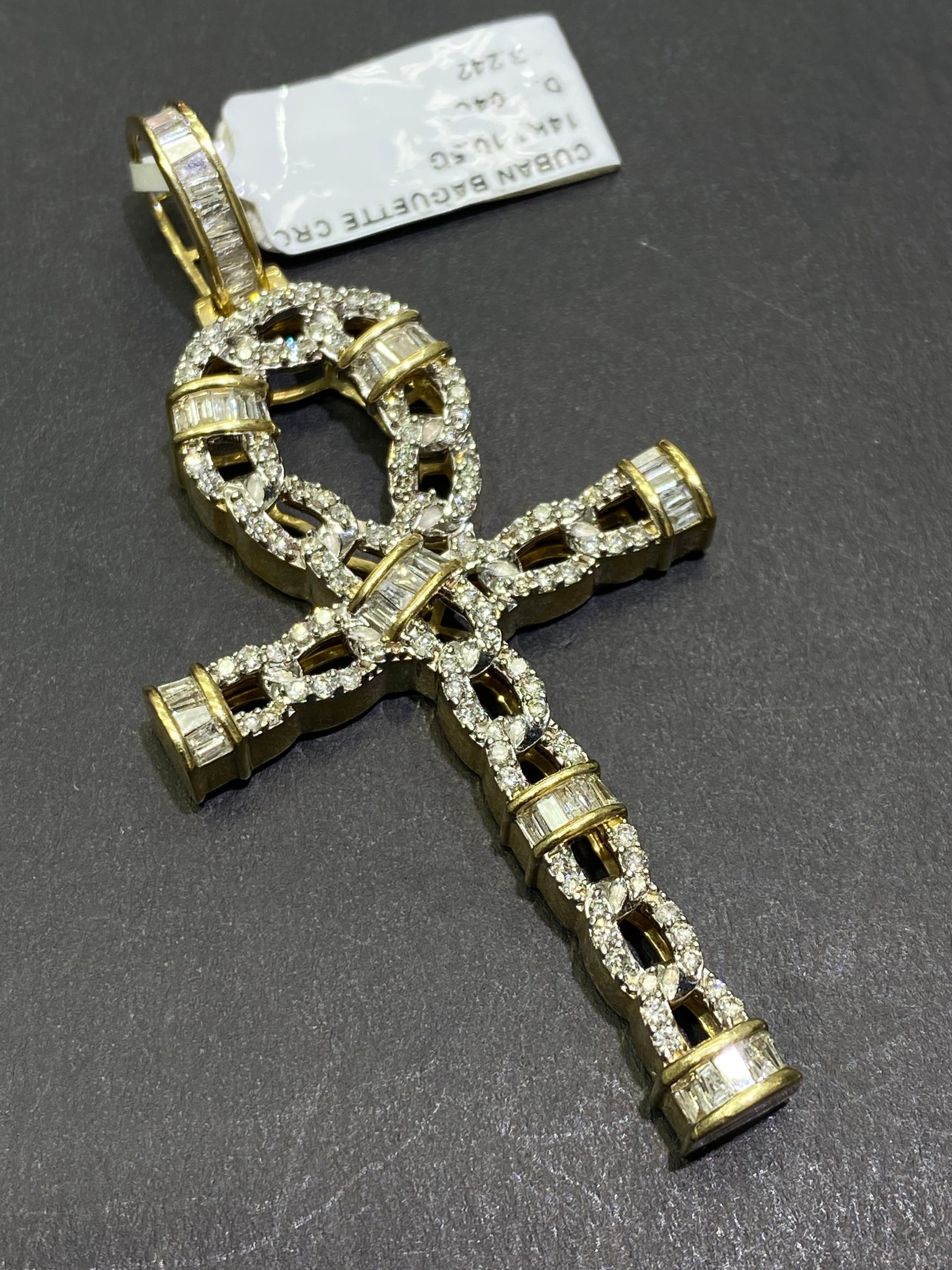 14k "iced out" Egyptian Cross Pendant vs1 natural diamonds 1.3 ct t.w. 10 grams of 14k Gold