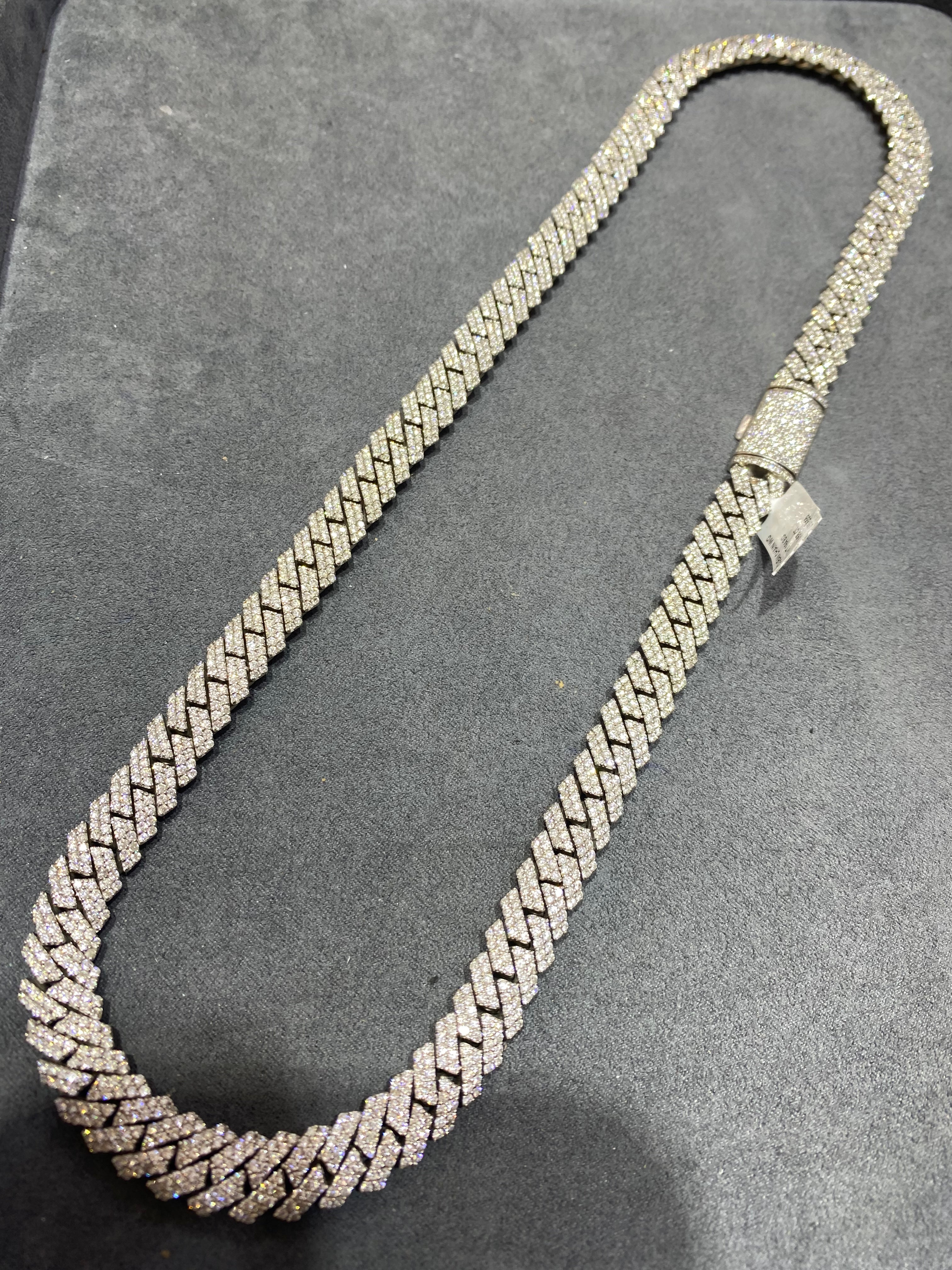 New ICED 14k WHITE GOLD MIAMI CUBAN NECKLACE Vs1 24.cts.t.w. NATURAL DIAMONDS online at renee de paris jewelry