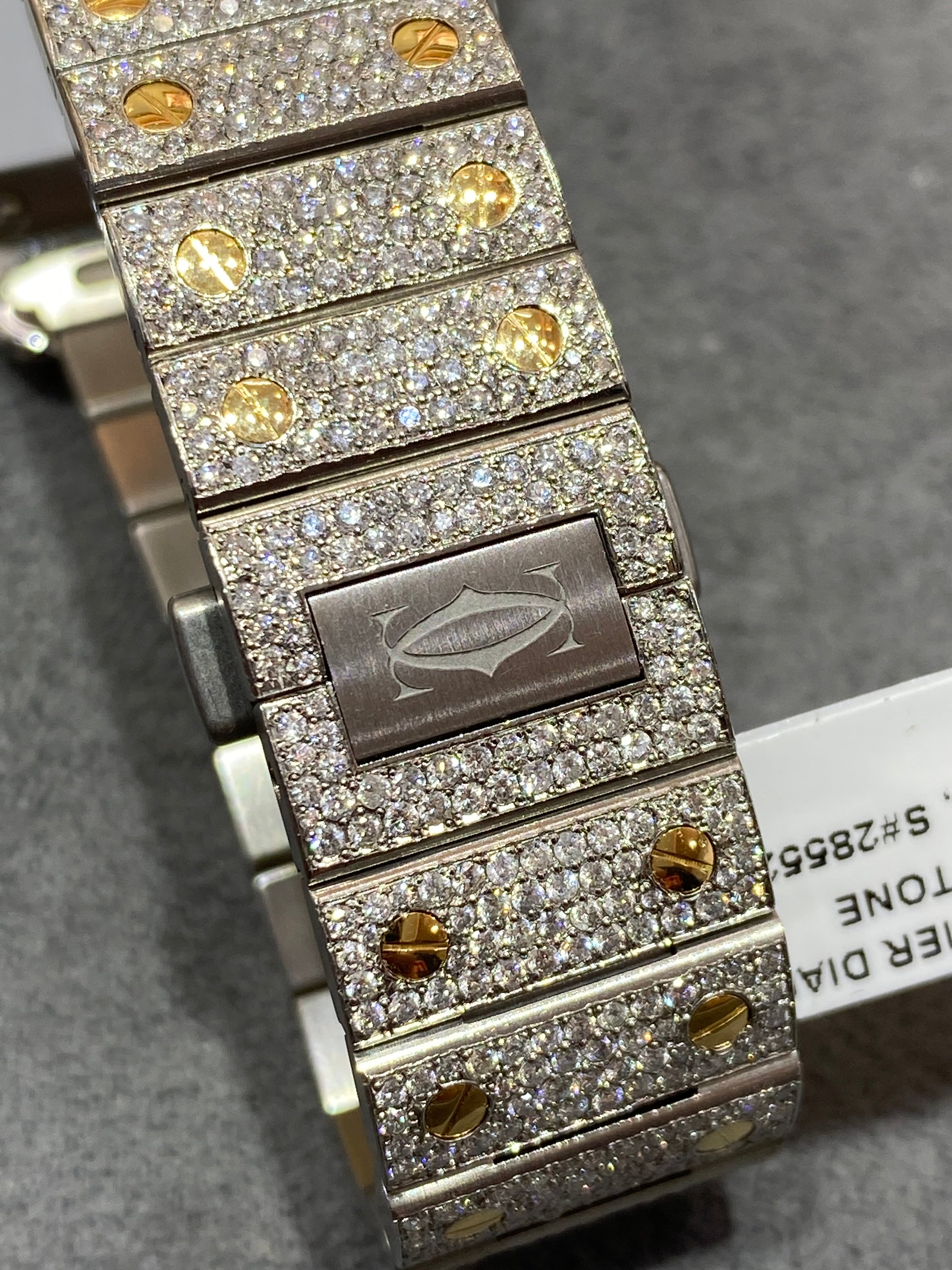 new 41 mm cartier santos xl watch “iced bustdown “2-tone 18k screws on band vs1 natural 💎22cts.t.w.