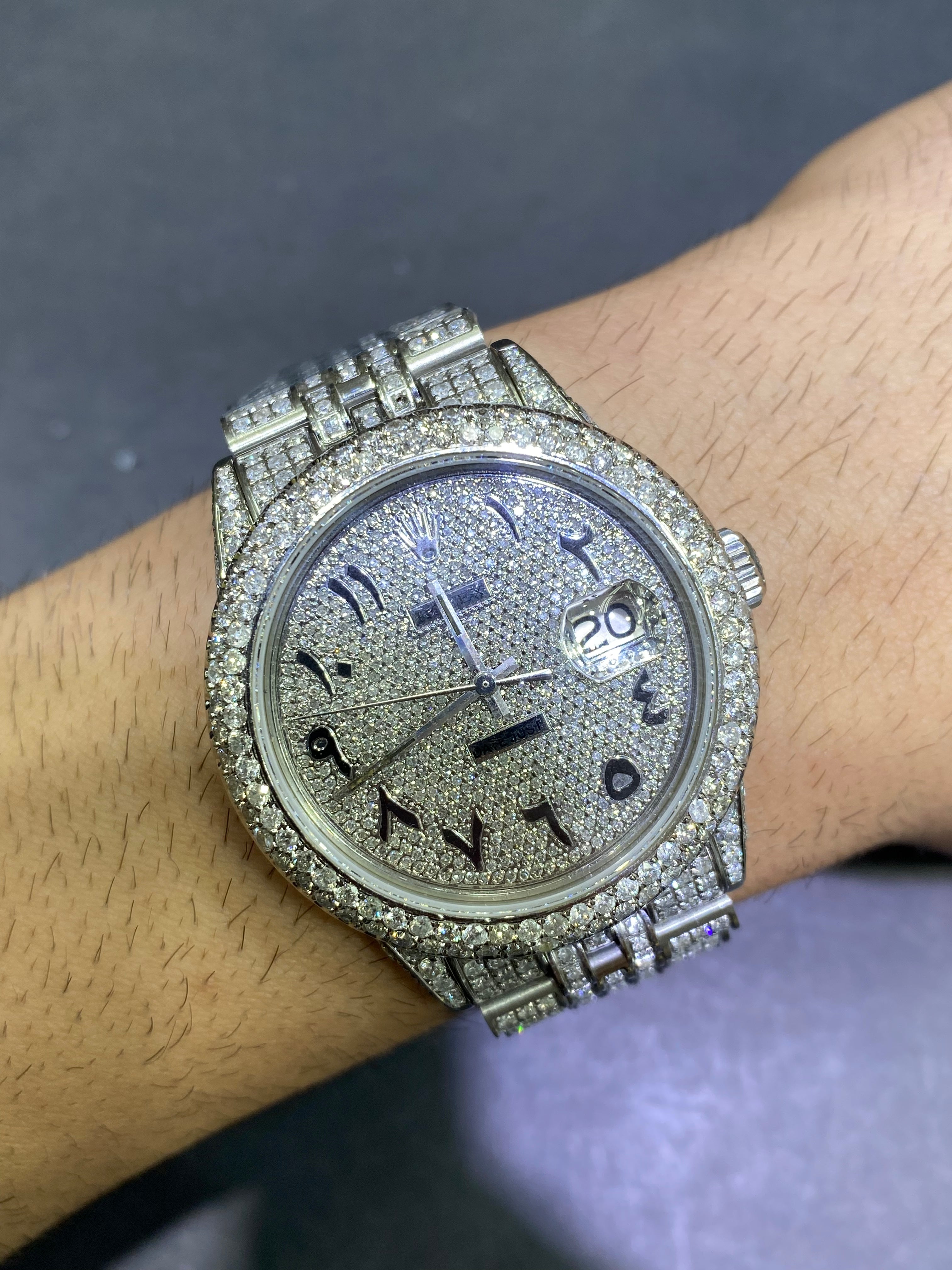 36mm rolex stainless steel#1601 double bezel “iced bustdown “ vs1 natural diamonds 💎 15cts.t.w.