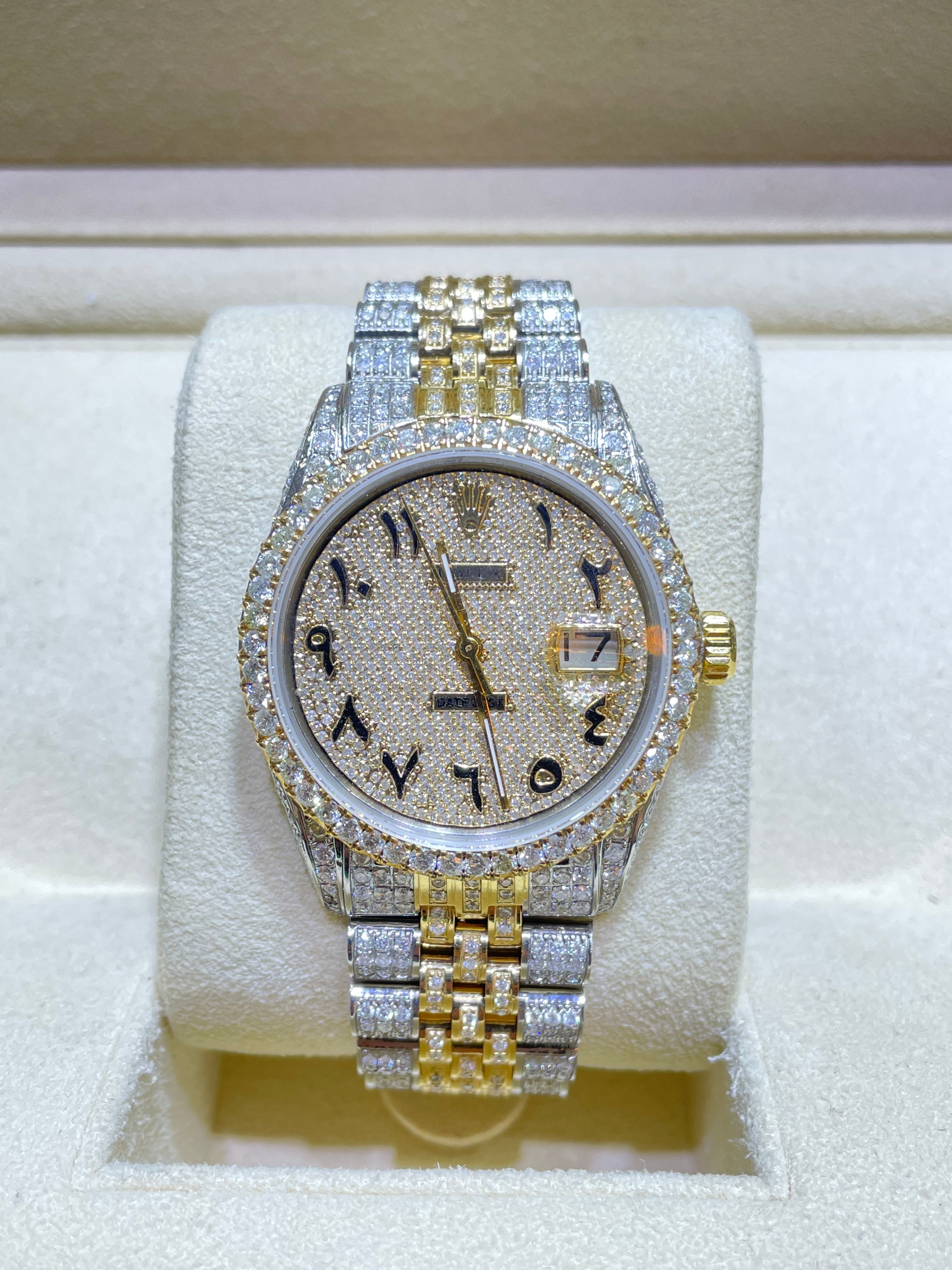 36mm Bust Down Rolex Iced Out Watch Yellow Natural Diamonds