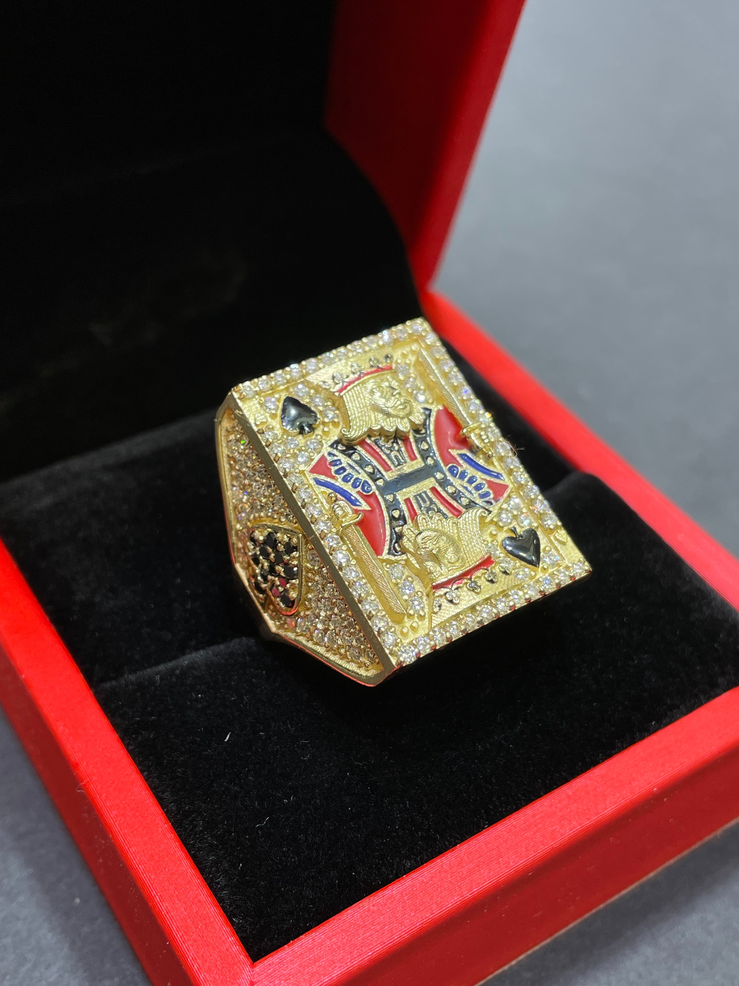 VVS1 14k Custom “King Ace of Spades” 3cts.t.w. ICED OUT Ring