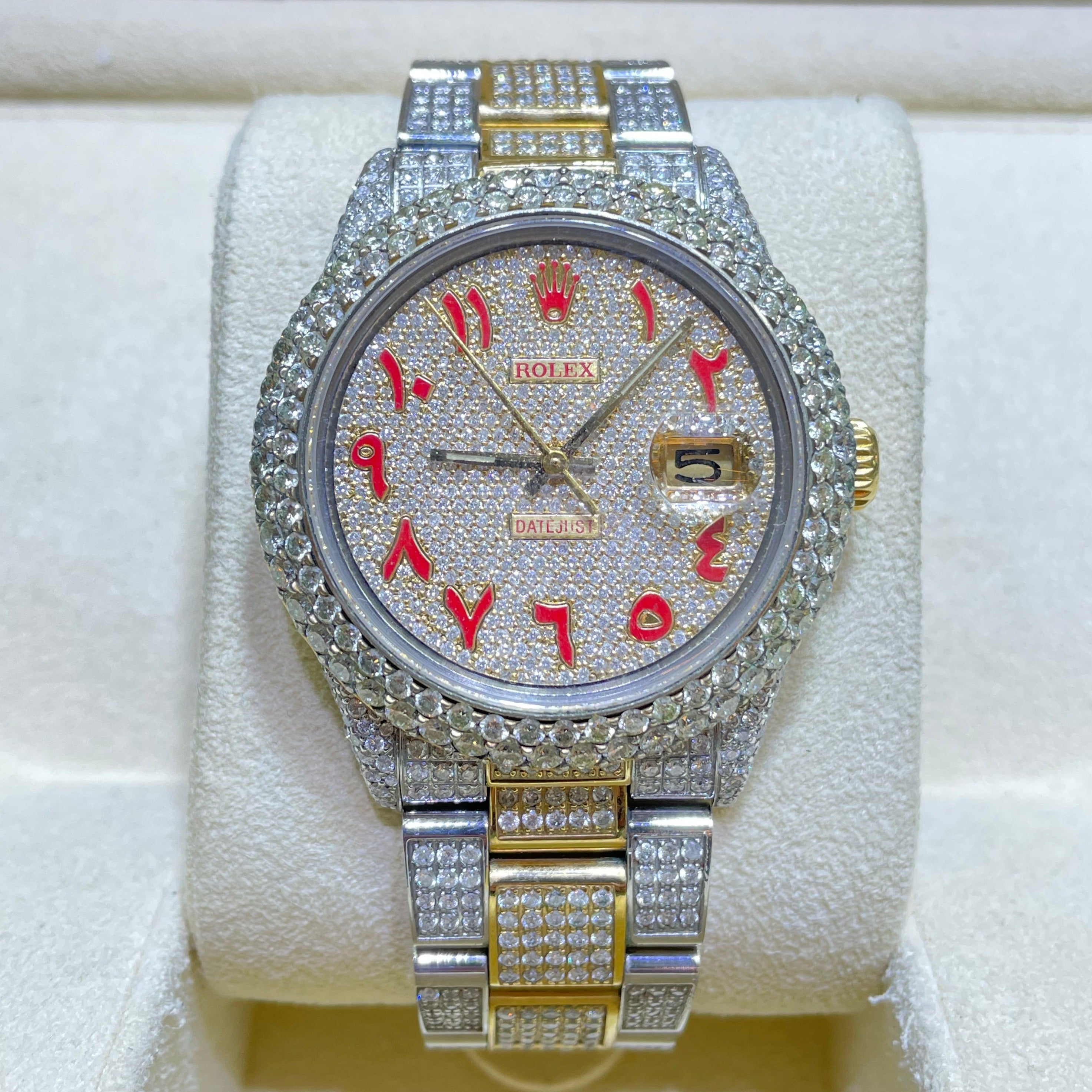 Bust Down Rolex 36mm VS1 Iced Out Two Tone Double Bezel