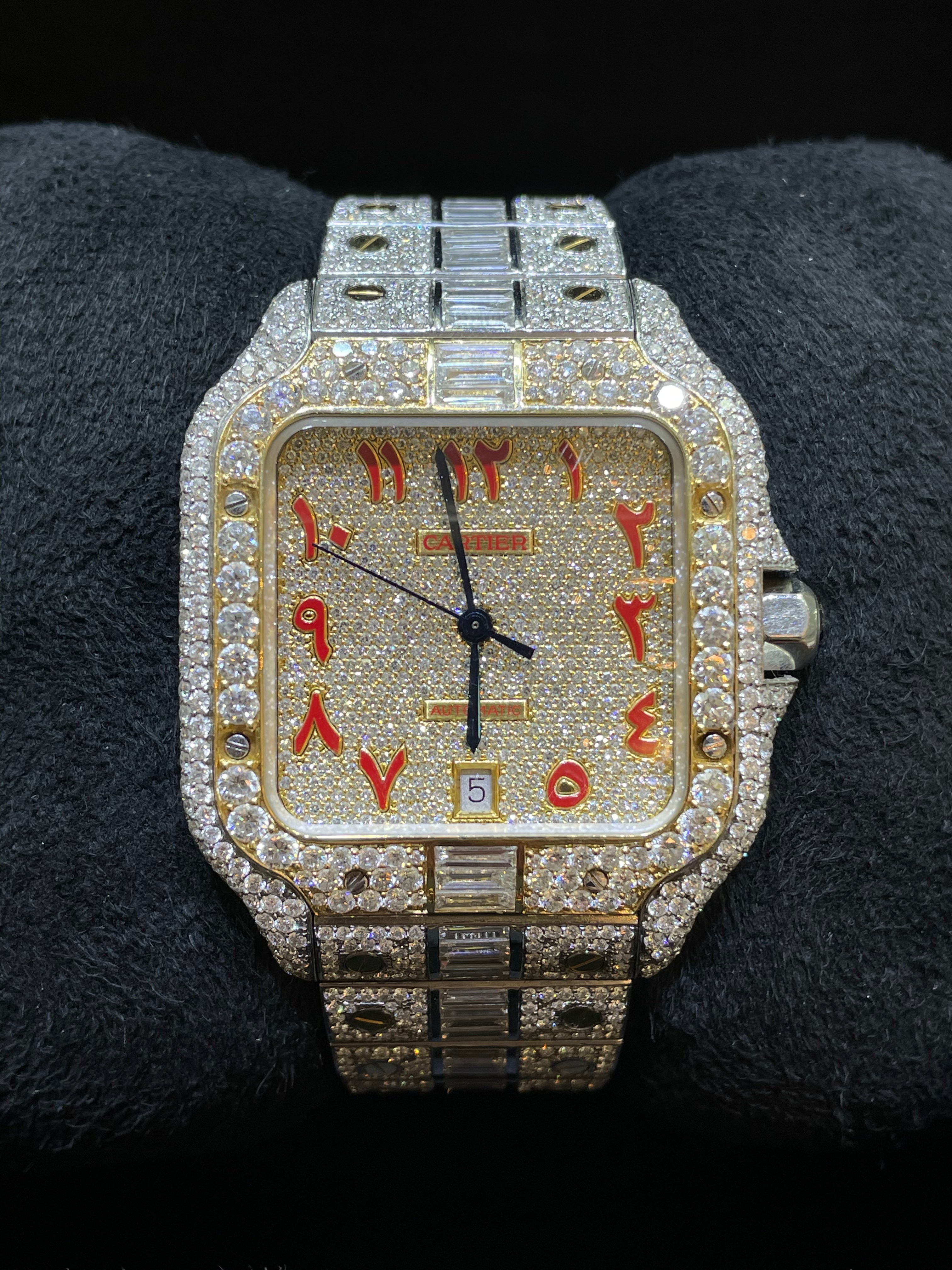 41 mm Cartier Santos xl “iced Bust down” Baguettes 32cts Natural Diamonds watch