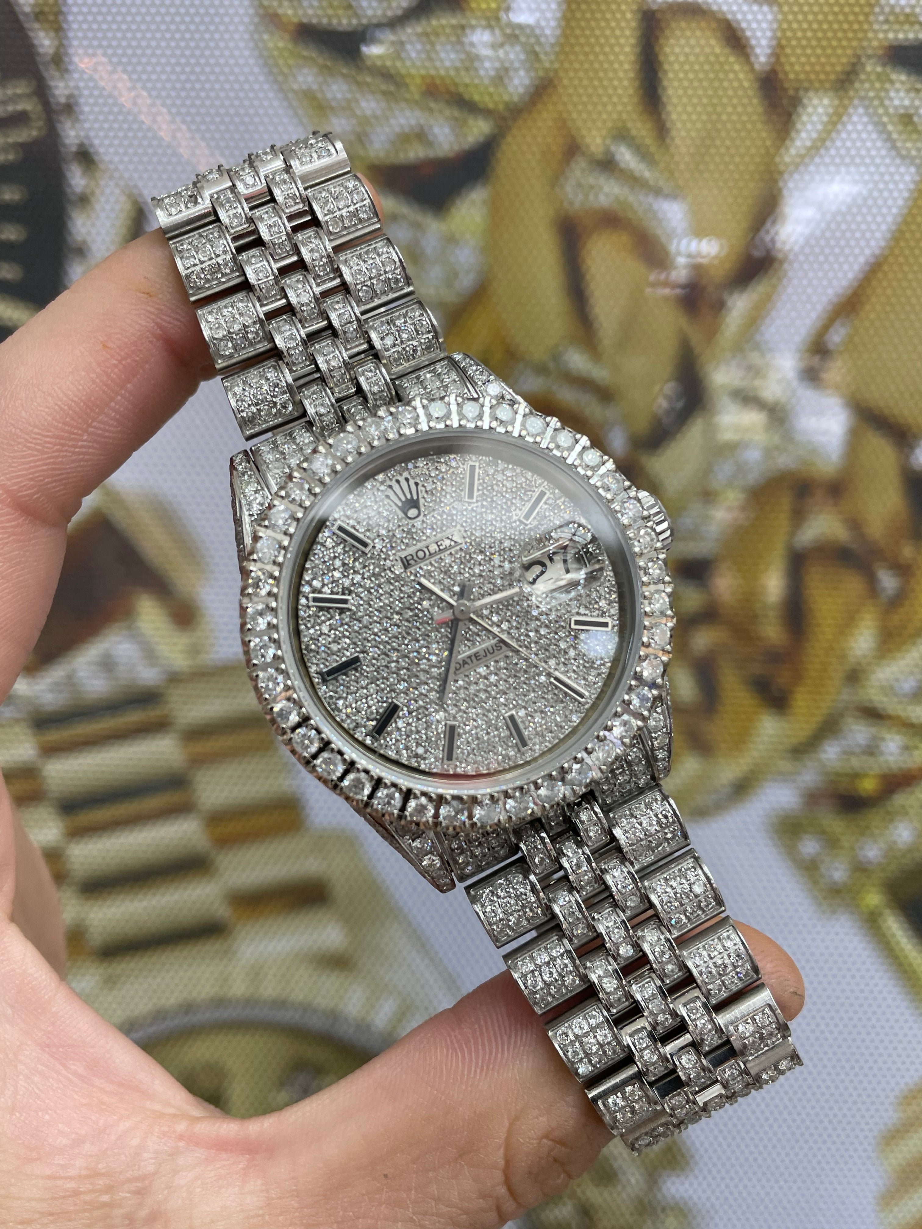 Iced Out Rolex 36mm 15cts Vvs1  “Iced Bust Down” Stick Dial