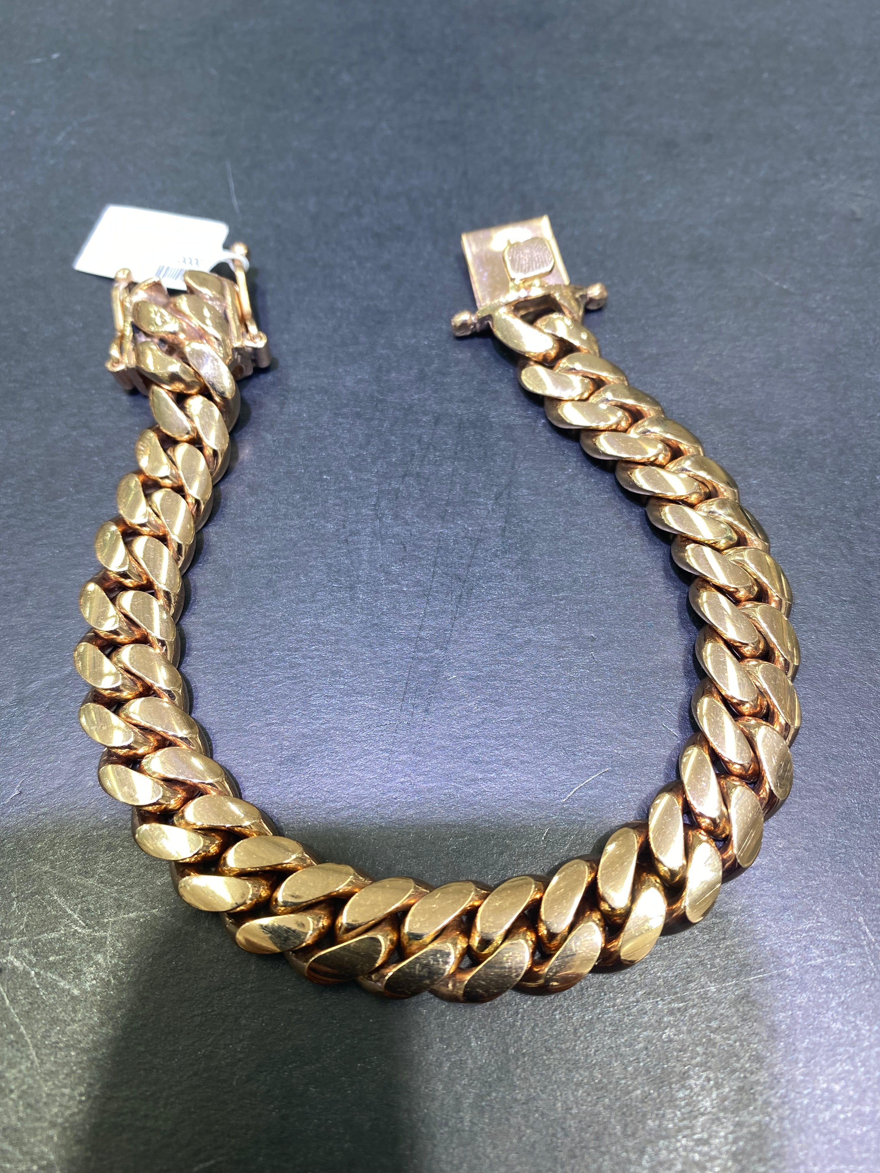 new 10k rose gold handmade miami cuban link bracelet  11.5mm,92grams,8.5inch