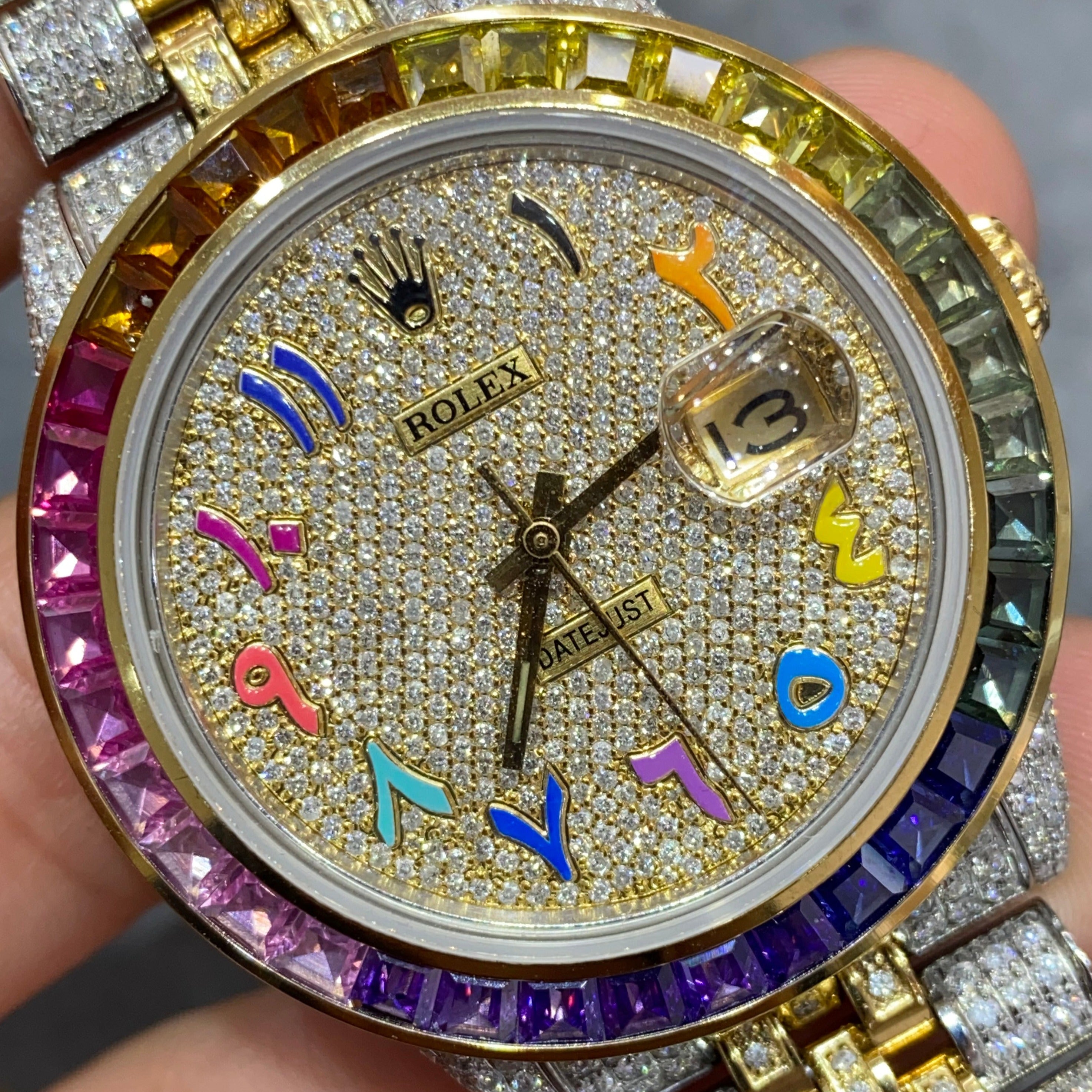Iced Out Rainbow Rolex