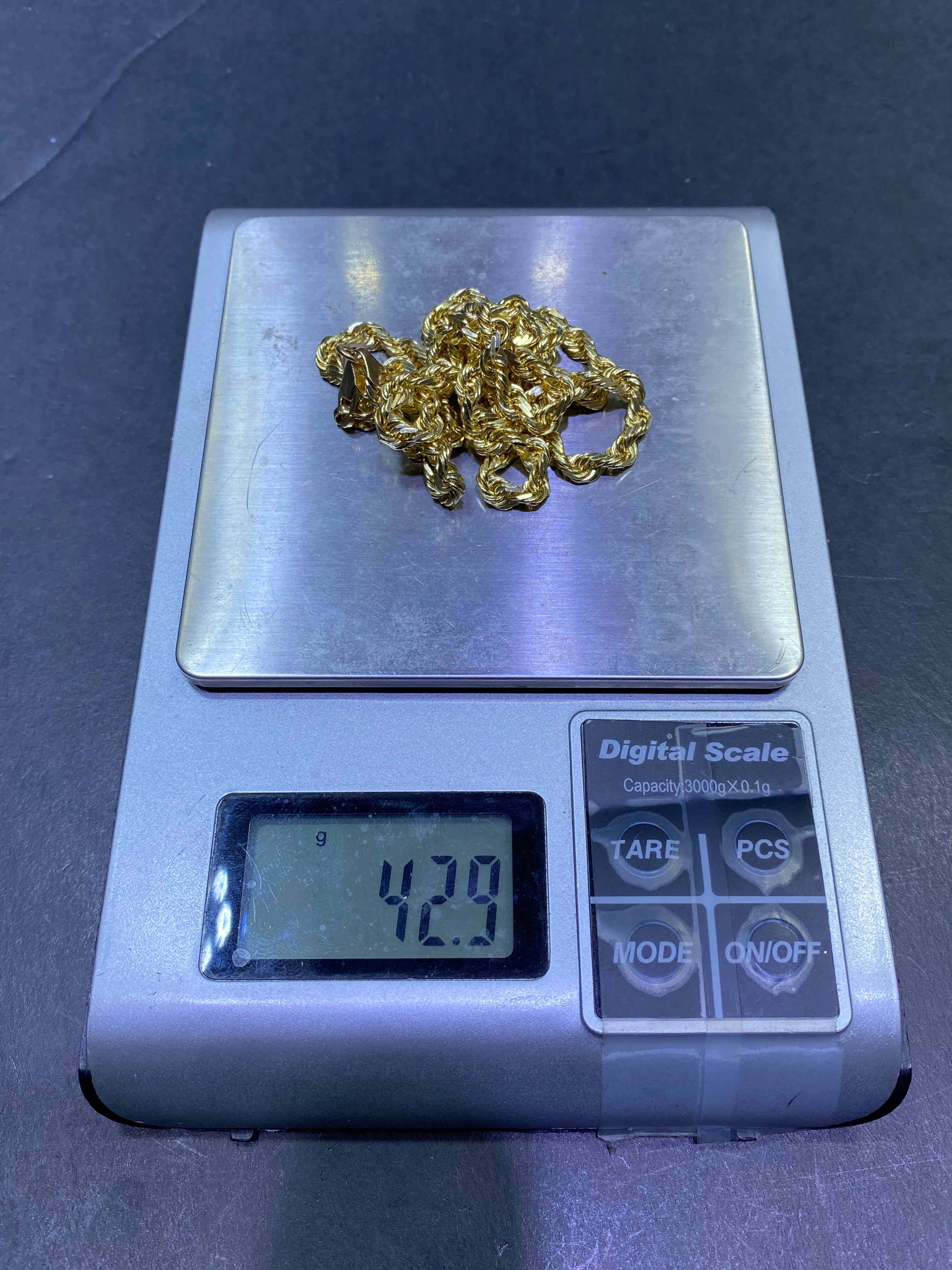 new 14k solid rope 4.5mm,42.9 grams,24 inches