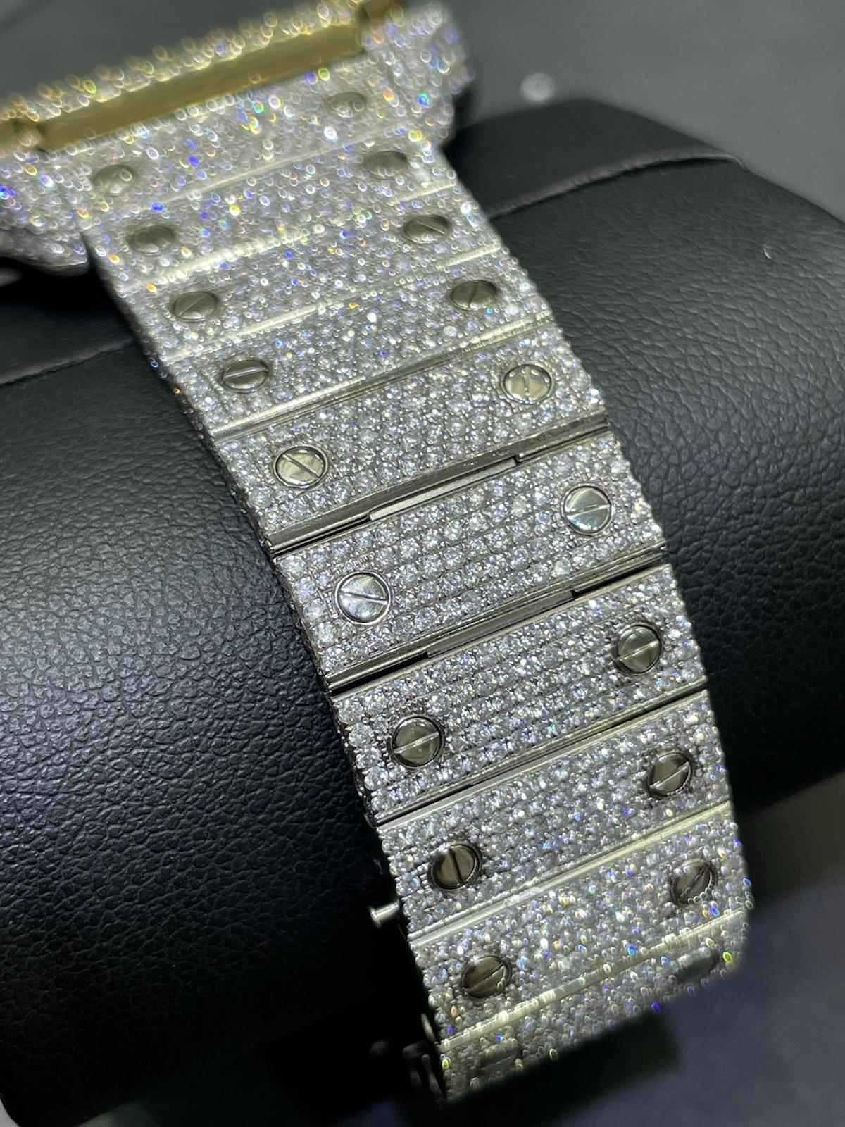 iced out cartier watch baguette cartier watch "iced bust down" 22 cts t.w. vs1 natural diamonds two tone