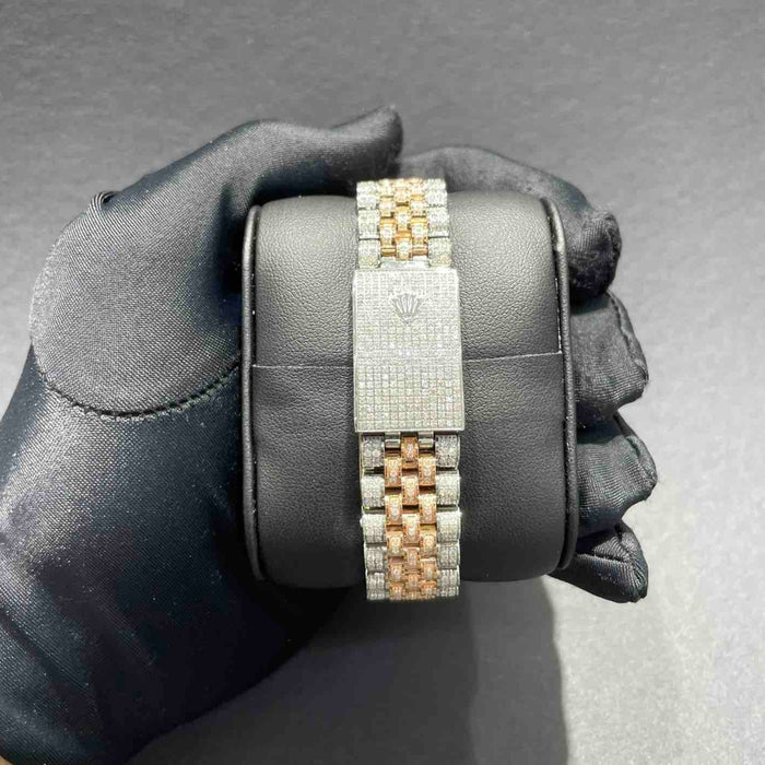 Bust Down Rolex Iced Out 36mm Rose Gold Roman Dial 15 cts VS1💎